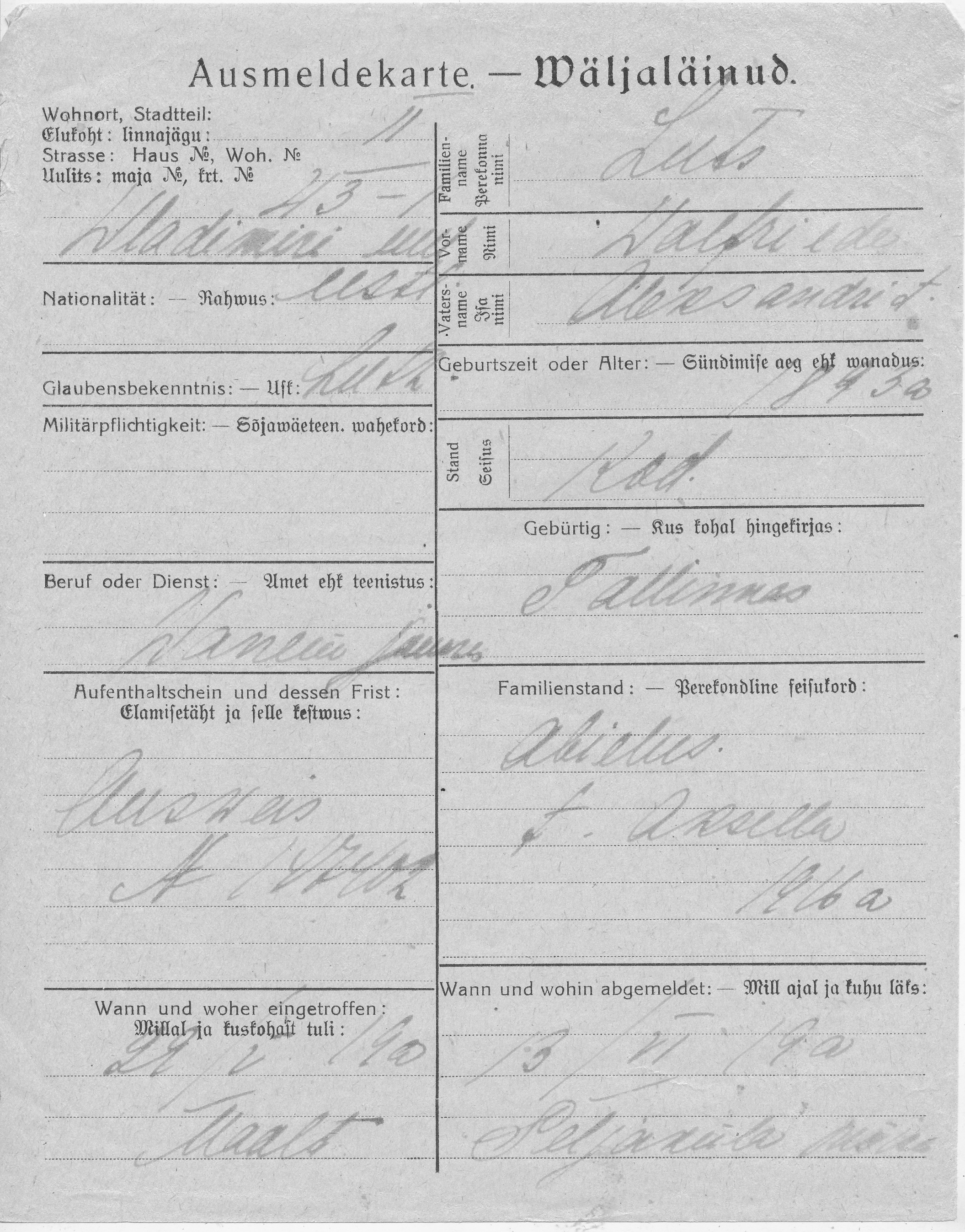 Luts, Walfriede, Aleksander