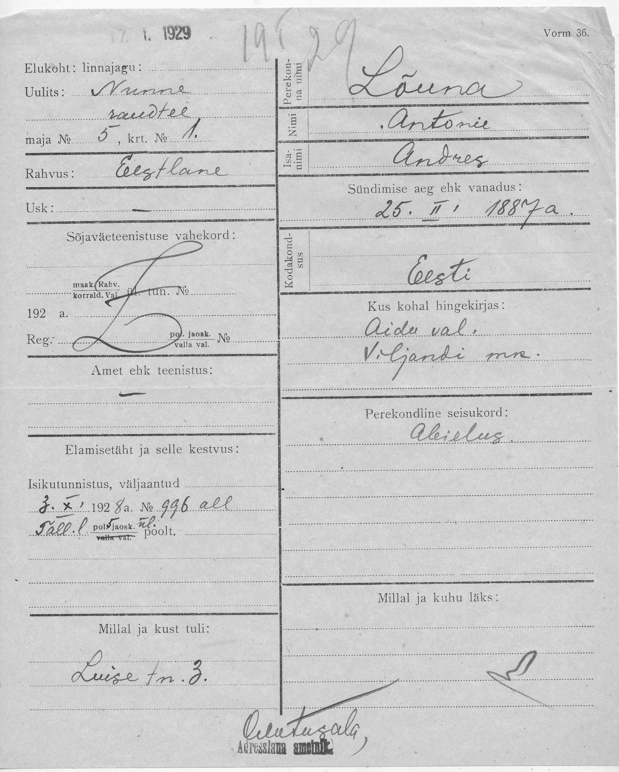 Lõuna, Antonie, Andres