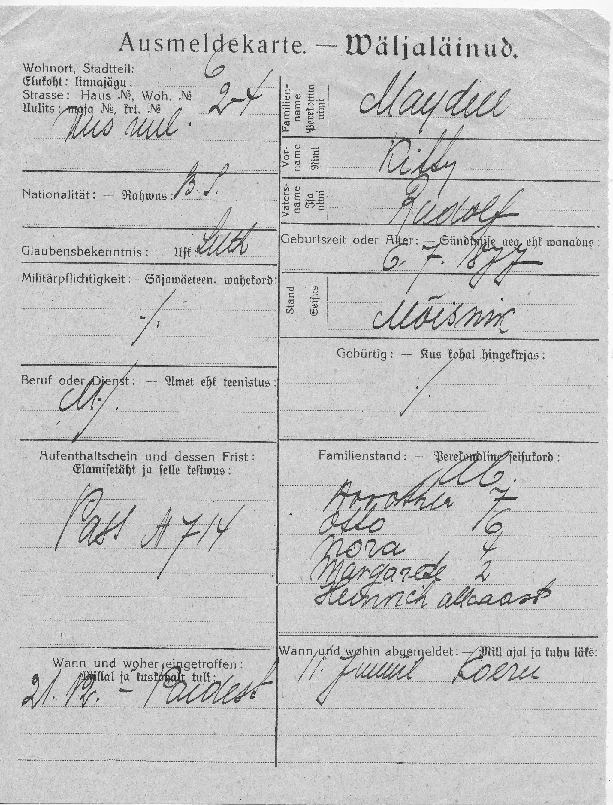 Maydell, Kitty, Rudolf