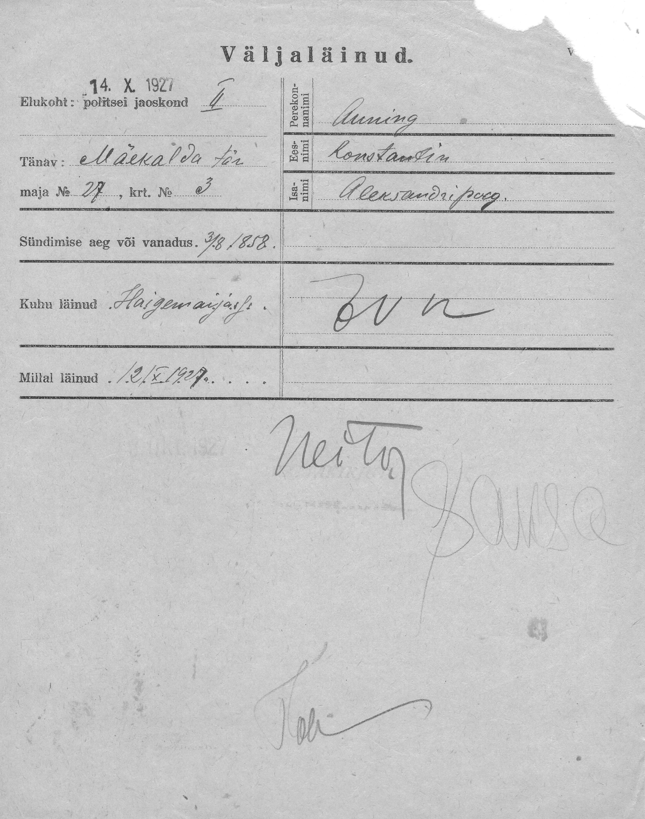 Auning, Konstantin, Aleksander