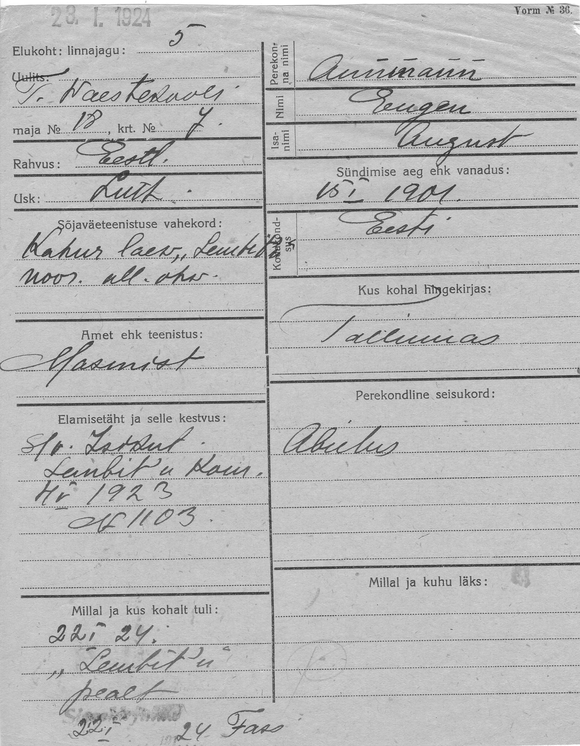 Aunmann, Eugen, August