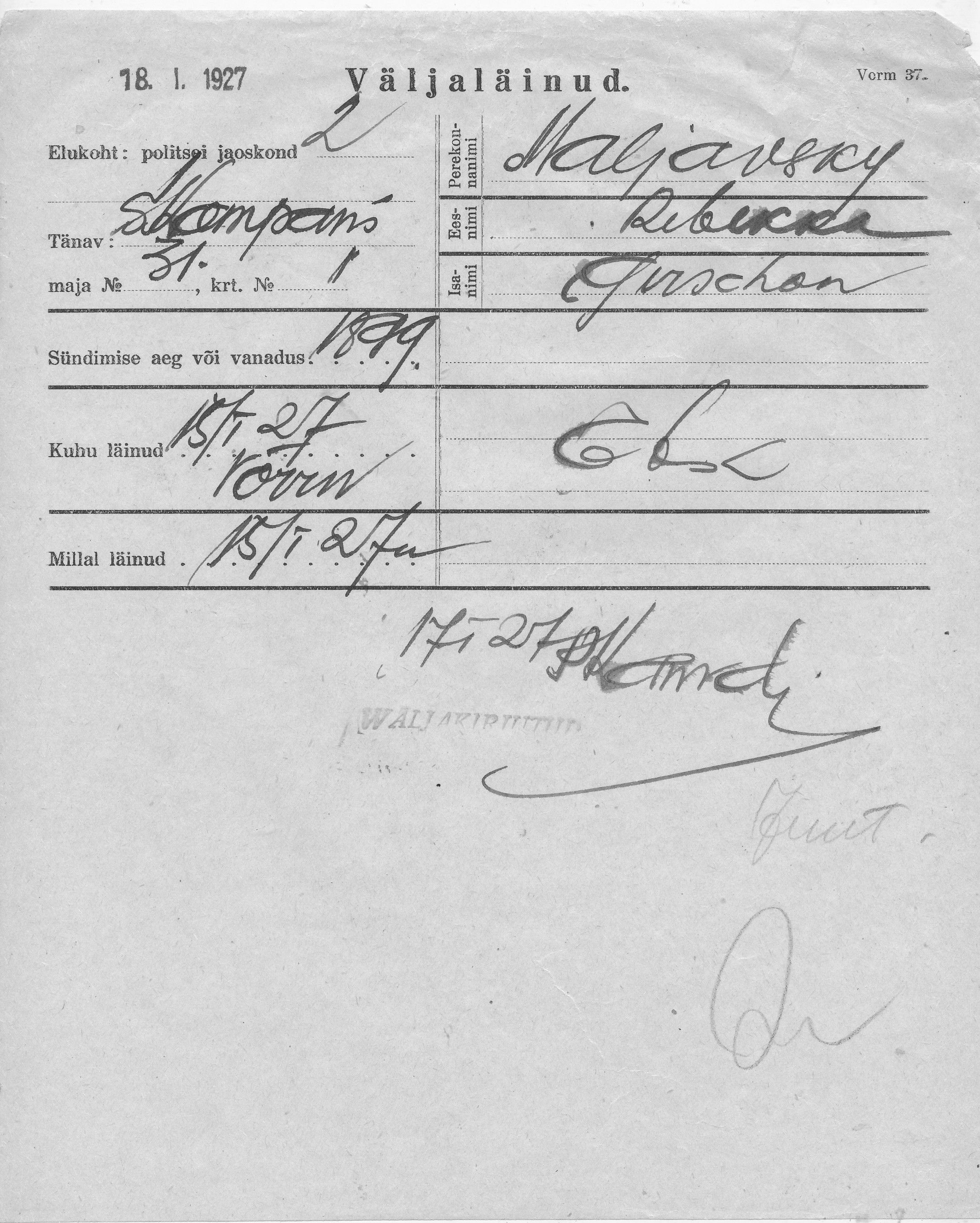 Maljavsky, Rebekka, Gerschon