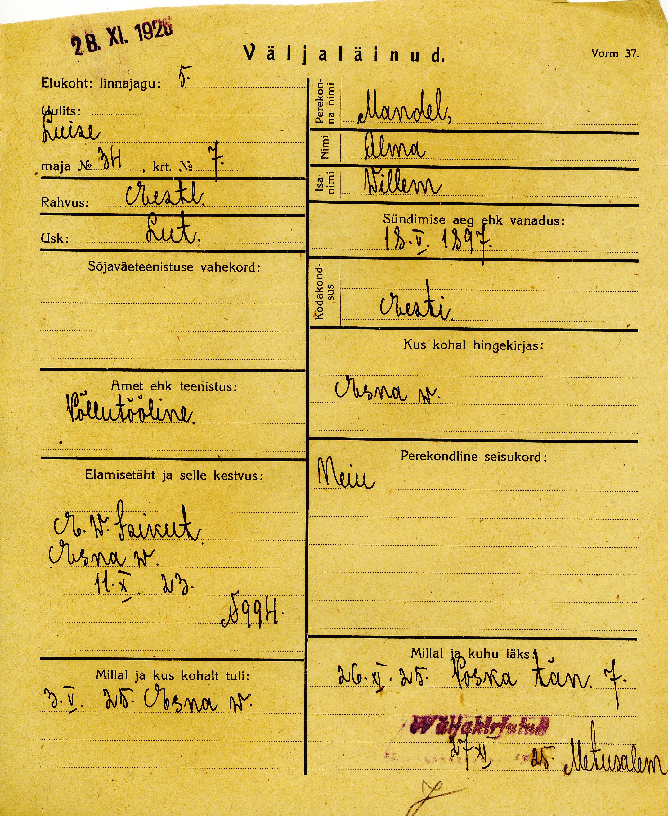 Mandel, Alma, Villem