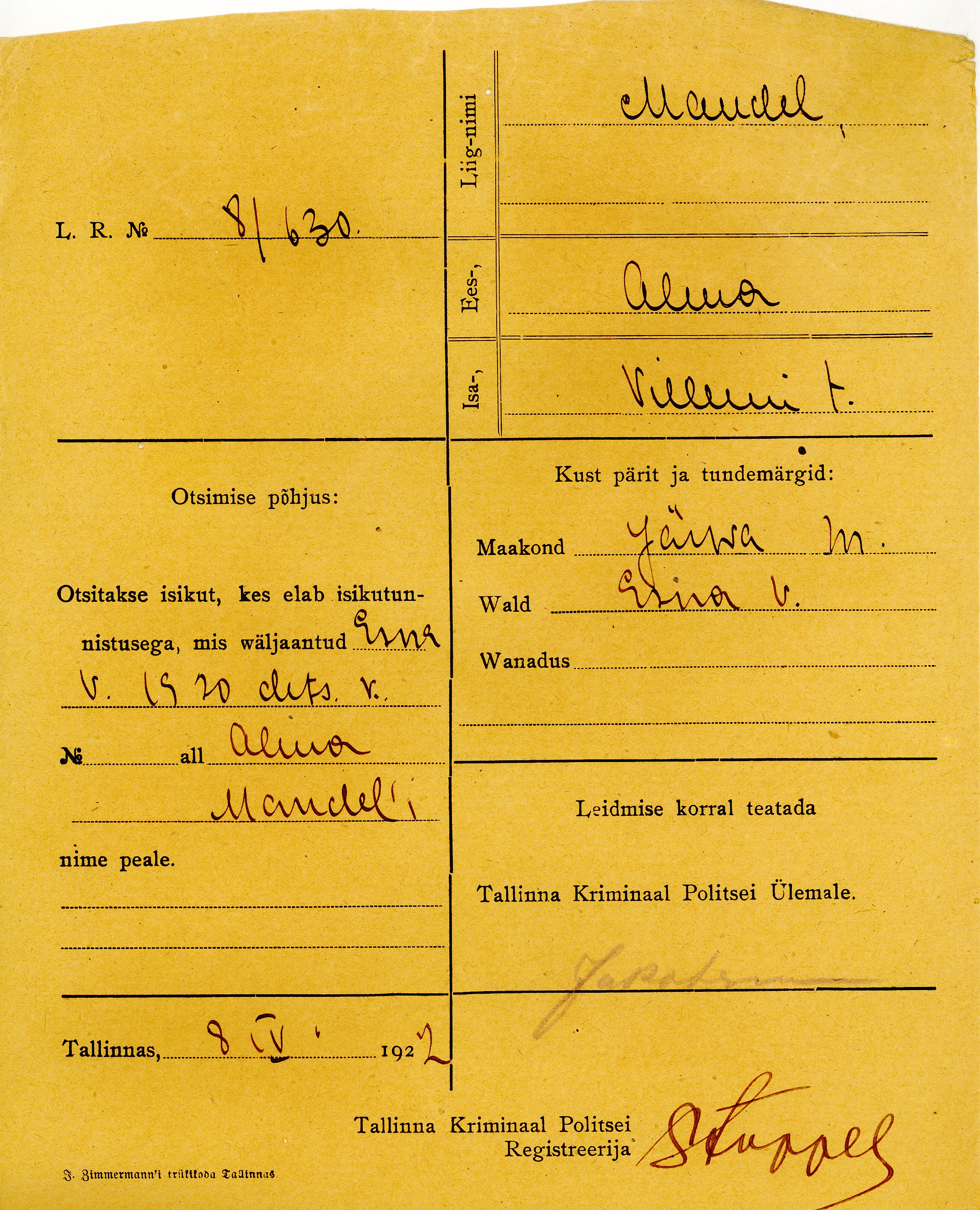 Mandel, Alma, Villem