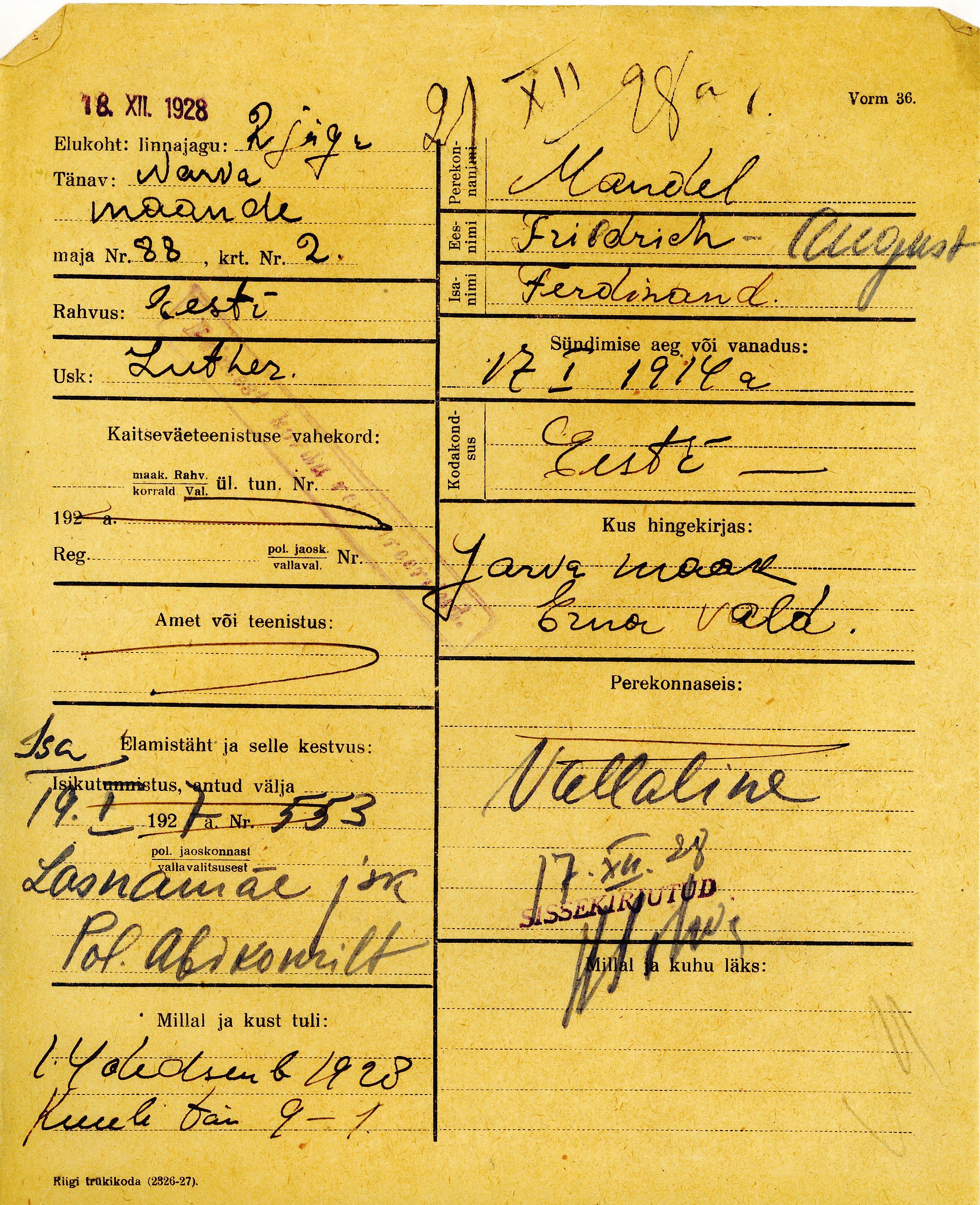 Mandel, Friedrich-August, Ferdinand