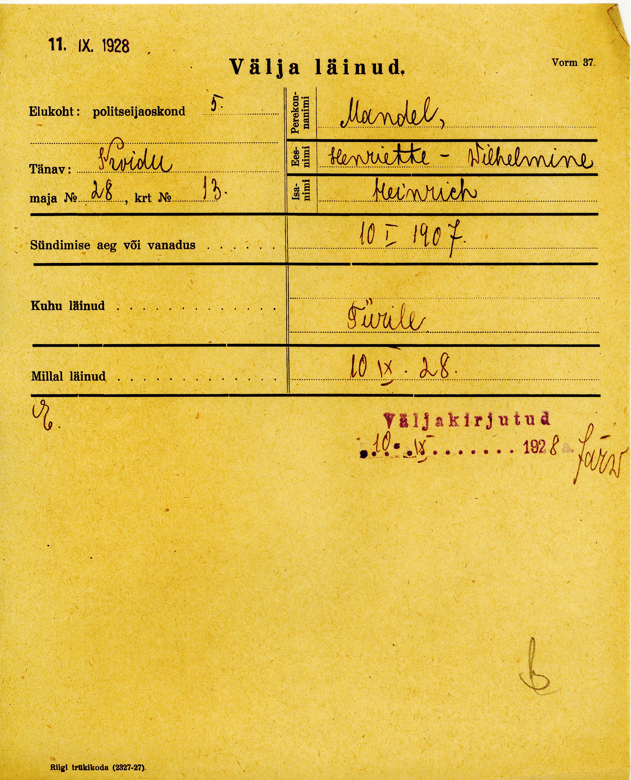 Mandel, Henriette Wilhelmine, Heinrich