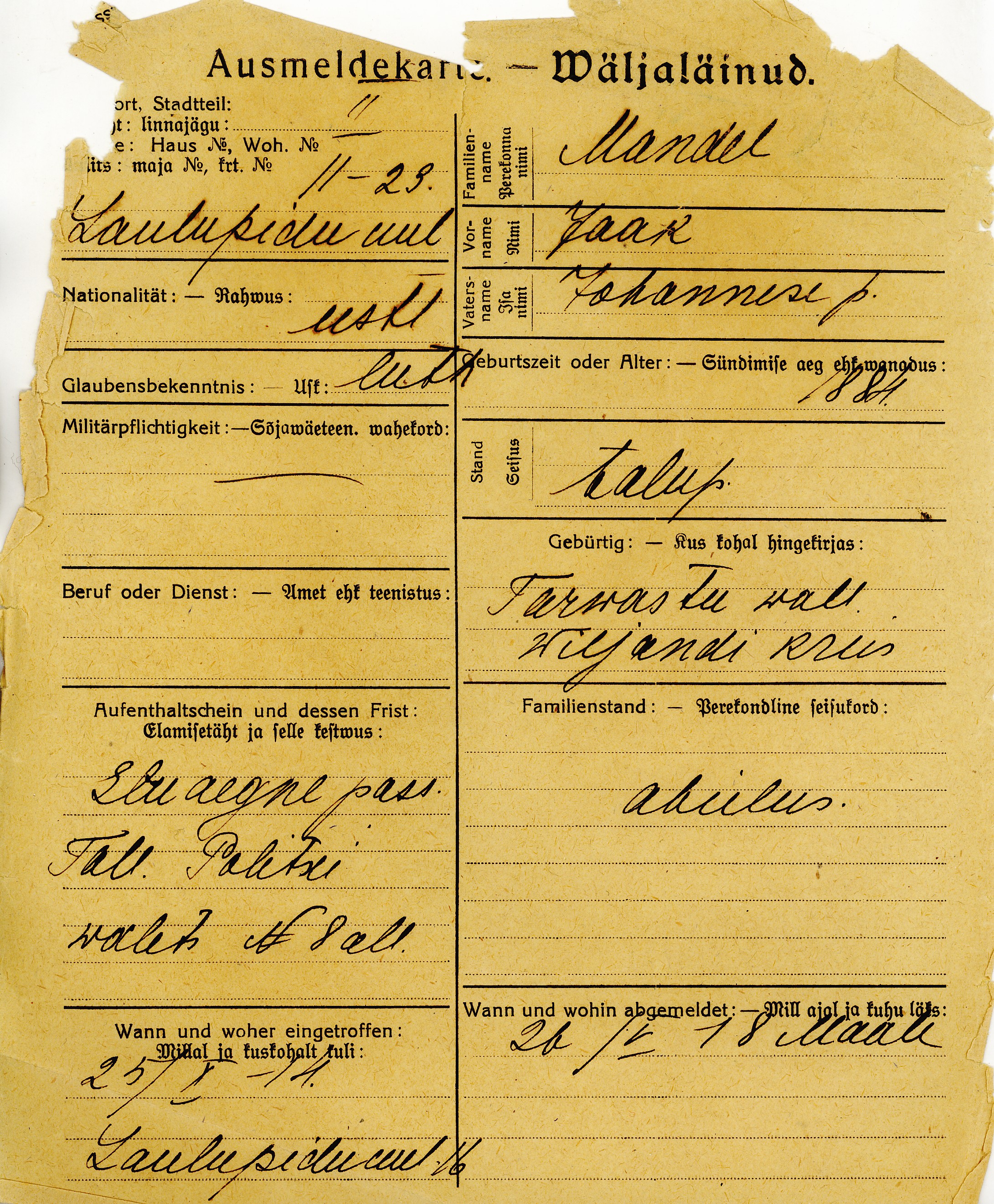 Mandel, Jaak, Johannes