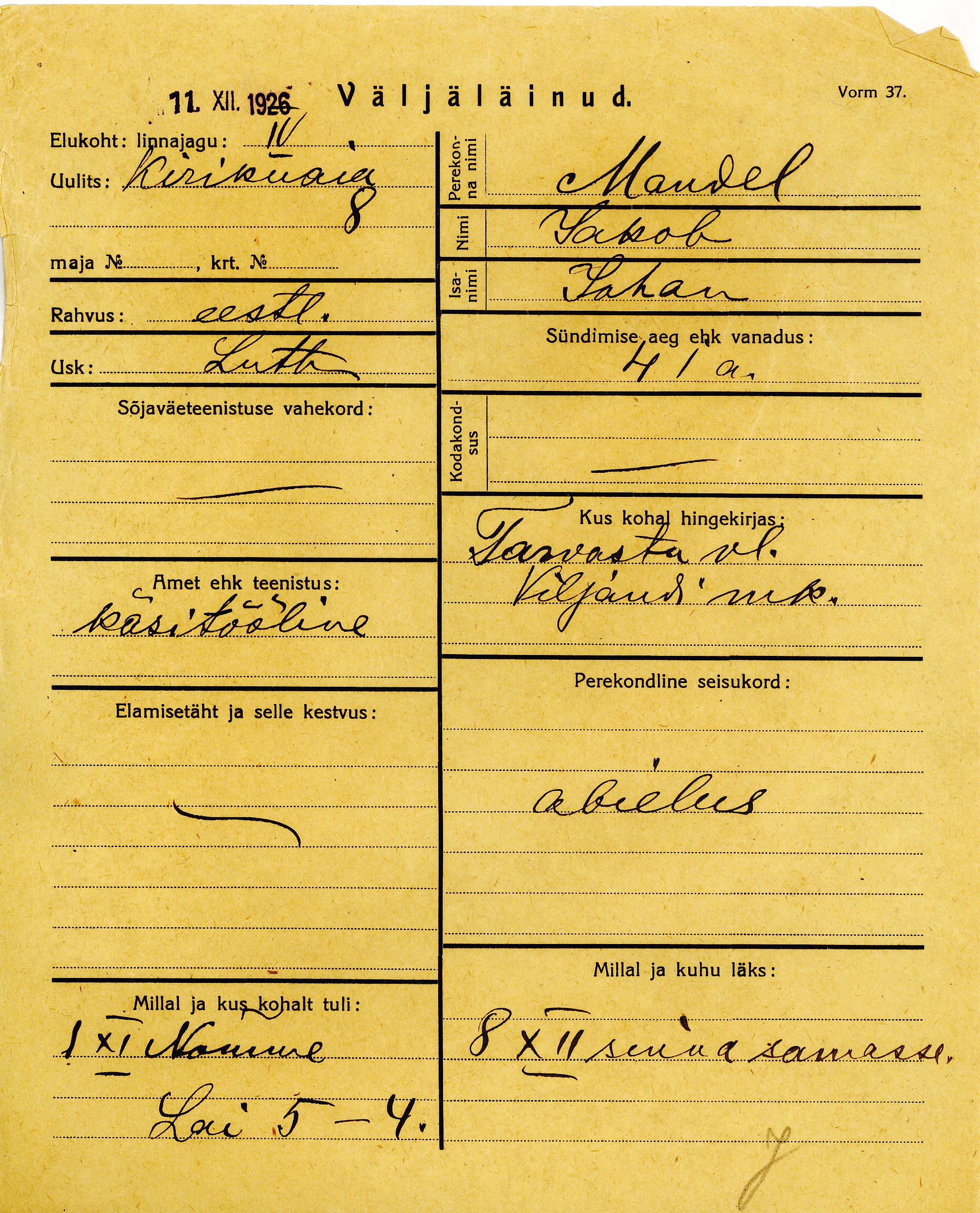 Mandel, Jakob, Johan