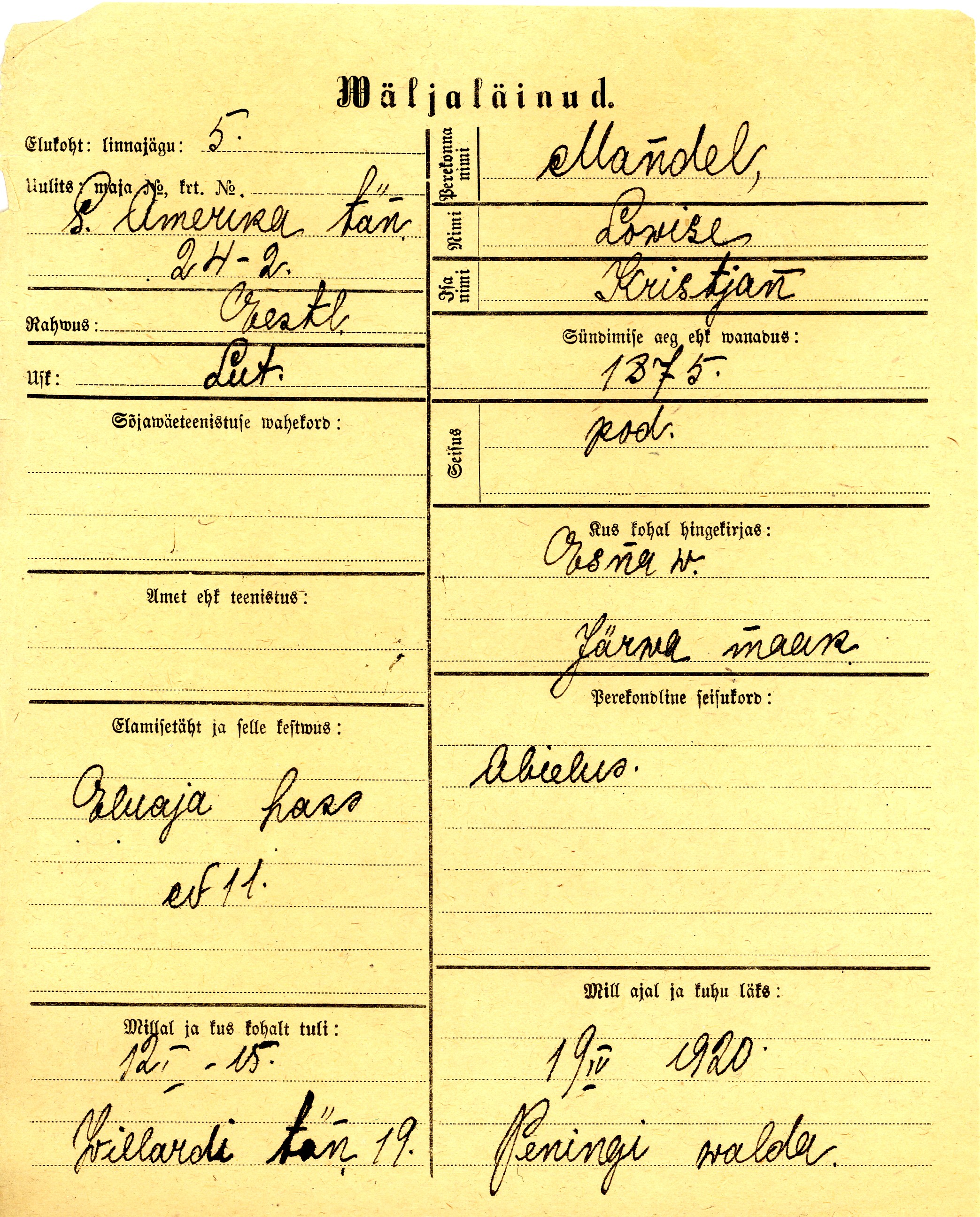 Mandel, Lowise, Kristjan