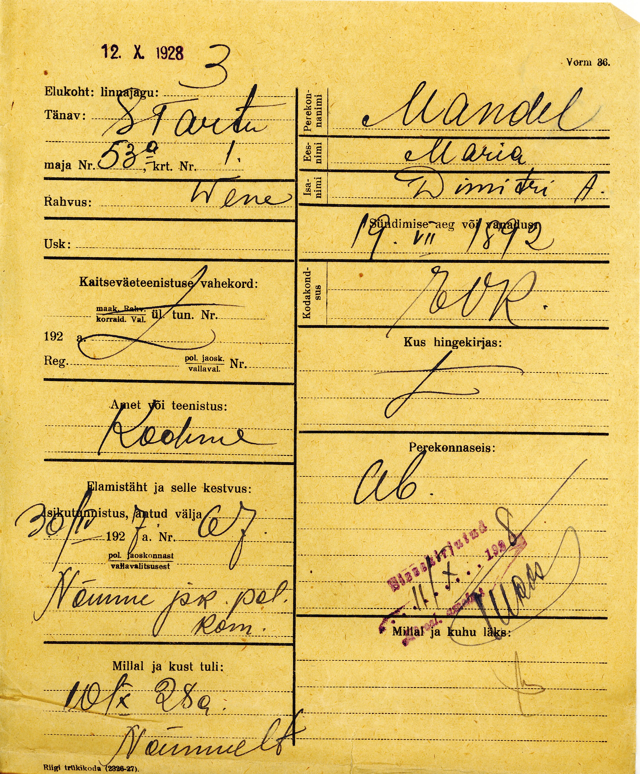 Mandel, Maria, Dimitri