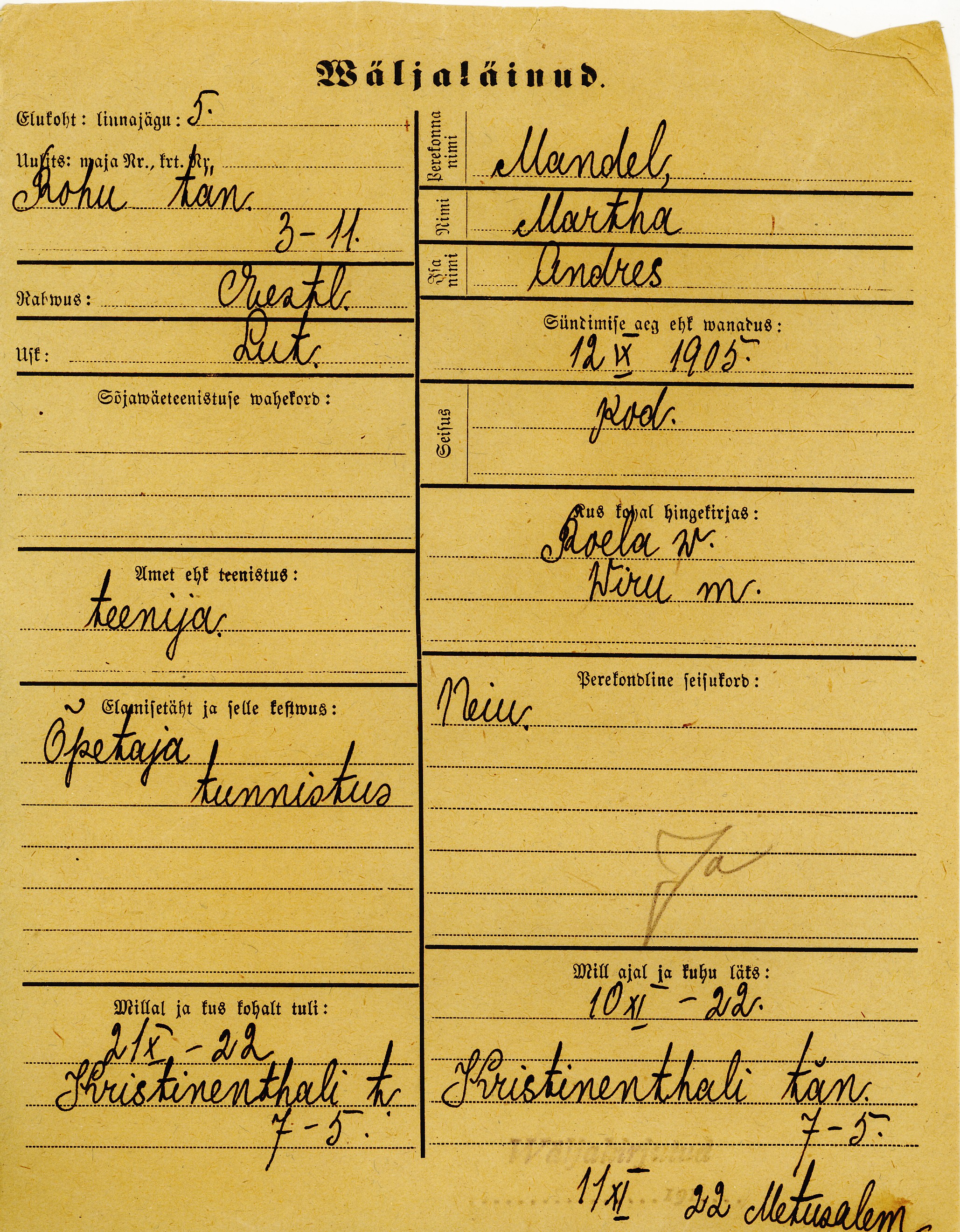 Mandel, Martha, Andres