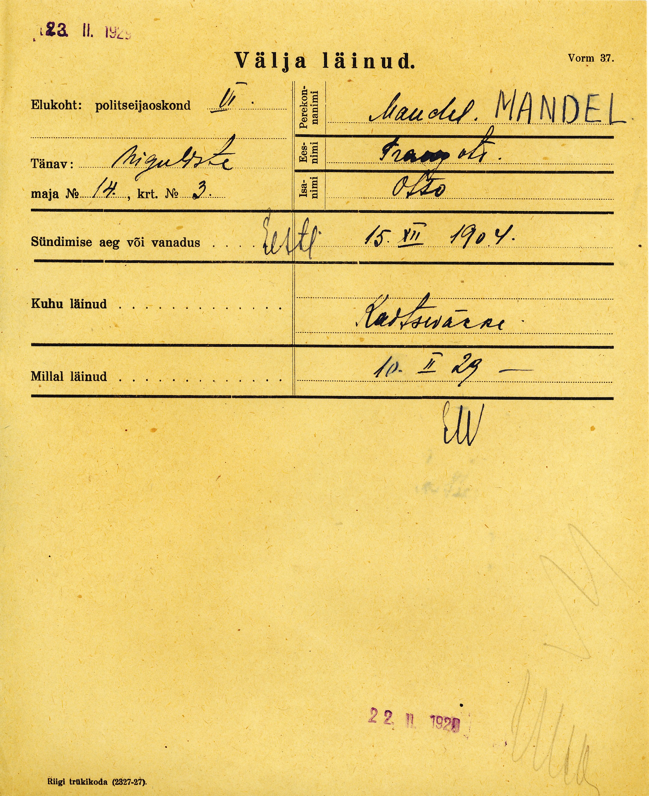 Mandel, Traugots, Otto