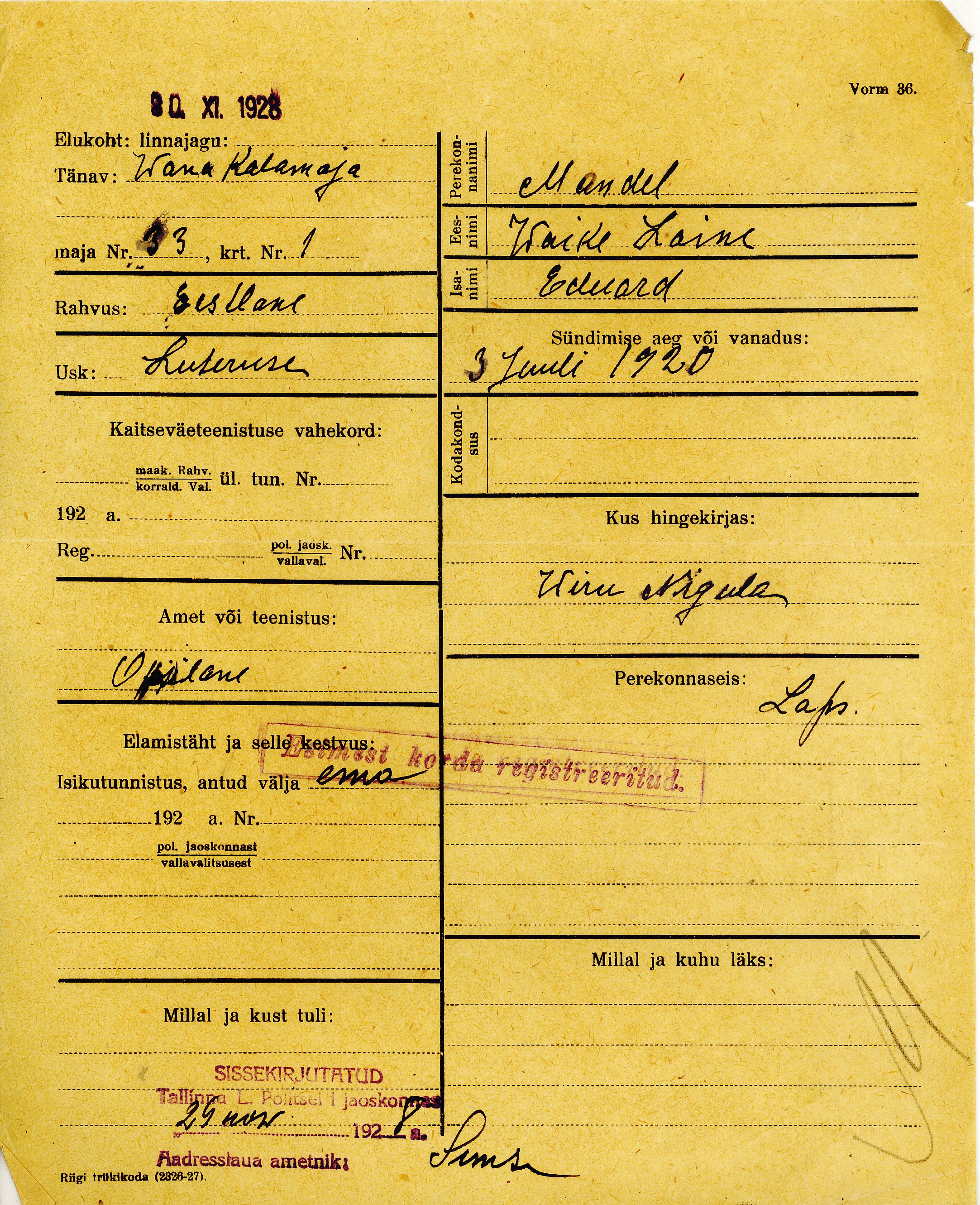 Mandel, Vaike-Laine, Eduard