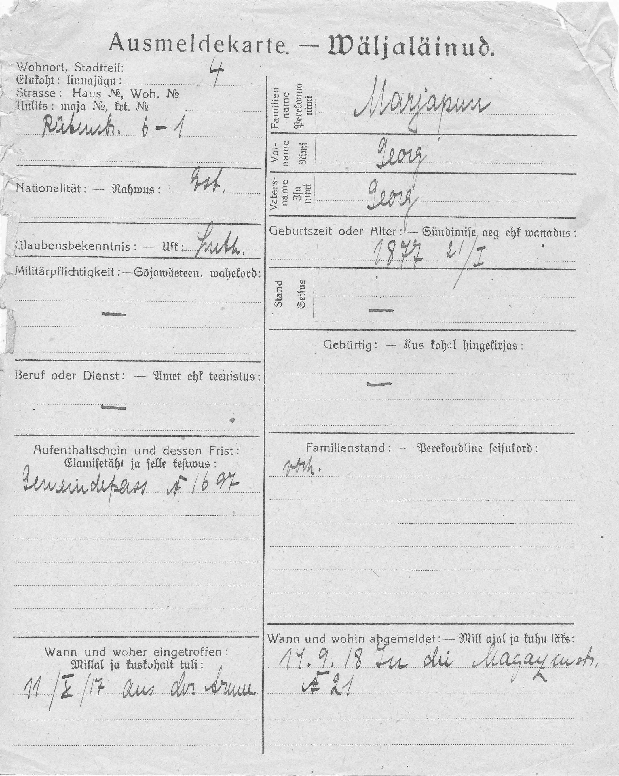 Marjapuu, Georg, Georg