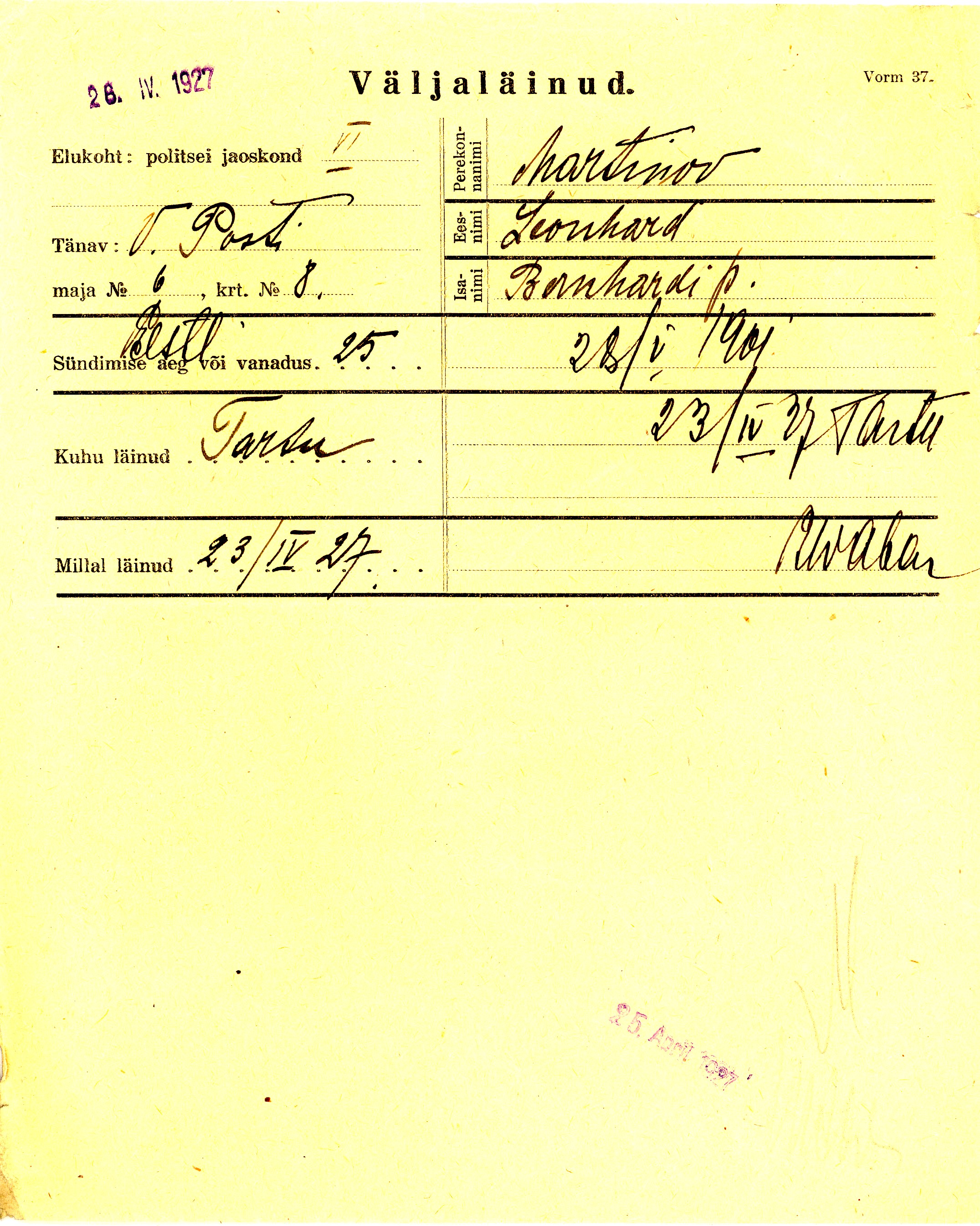 Martinov, Leonhard, Bernhard