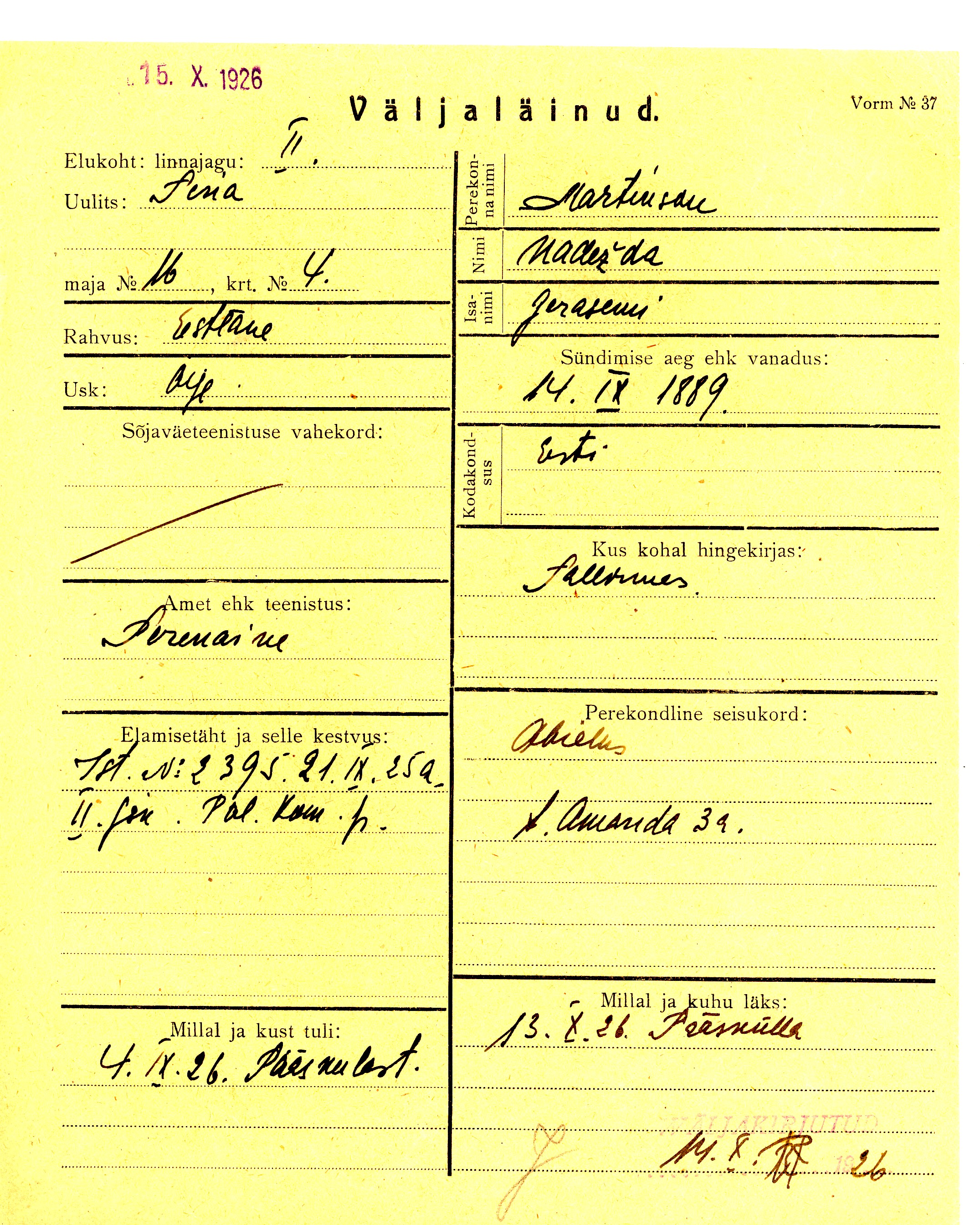 Martinson, Nadežda, Jerasemi