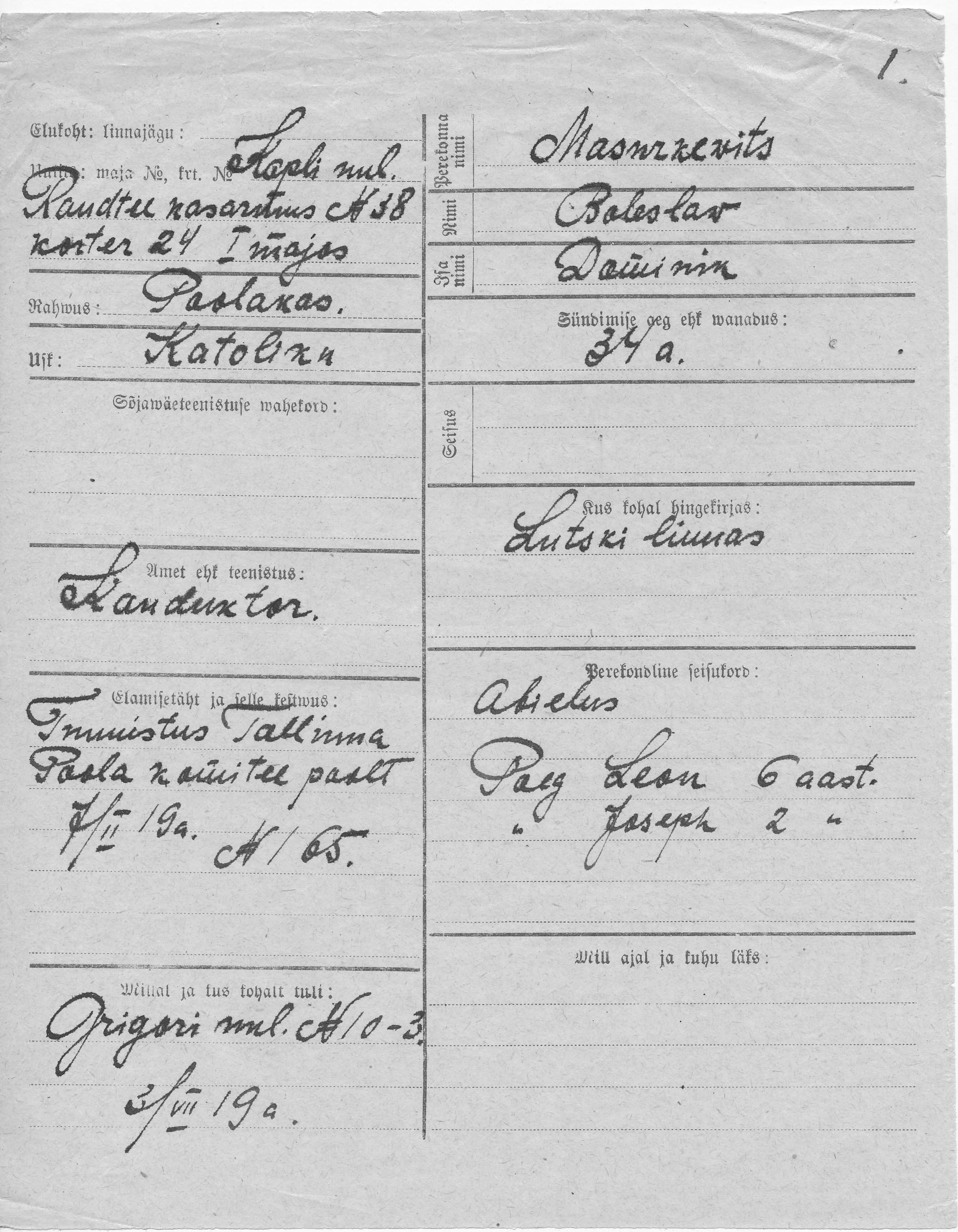 Masurkewits, Boleslaw, Dominik