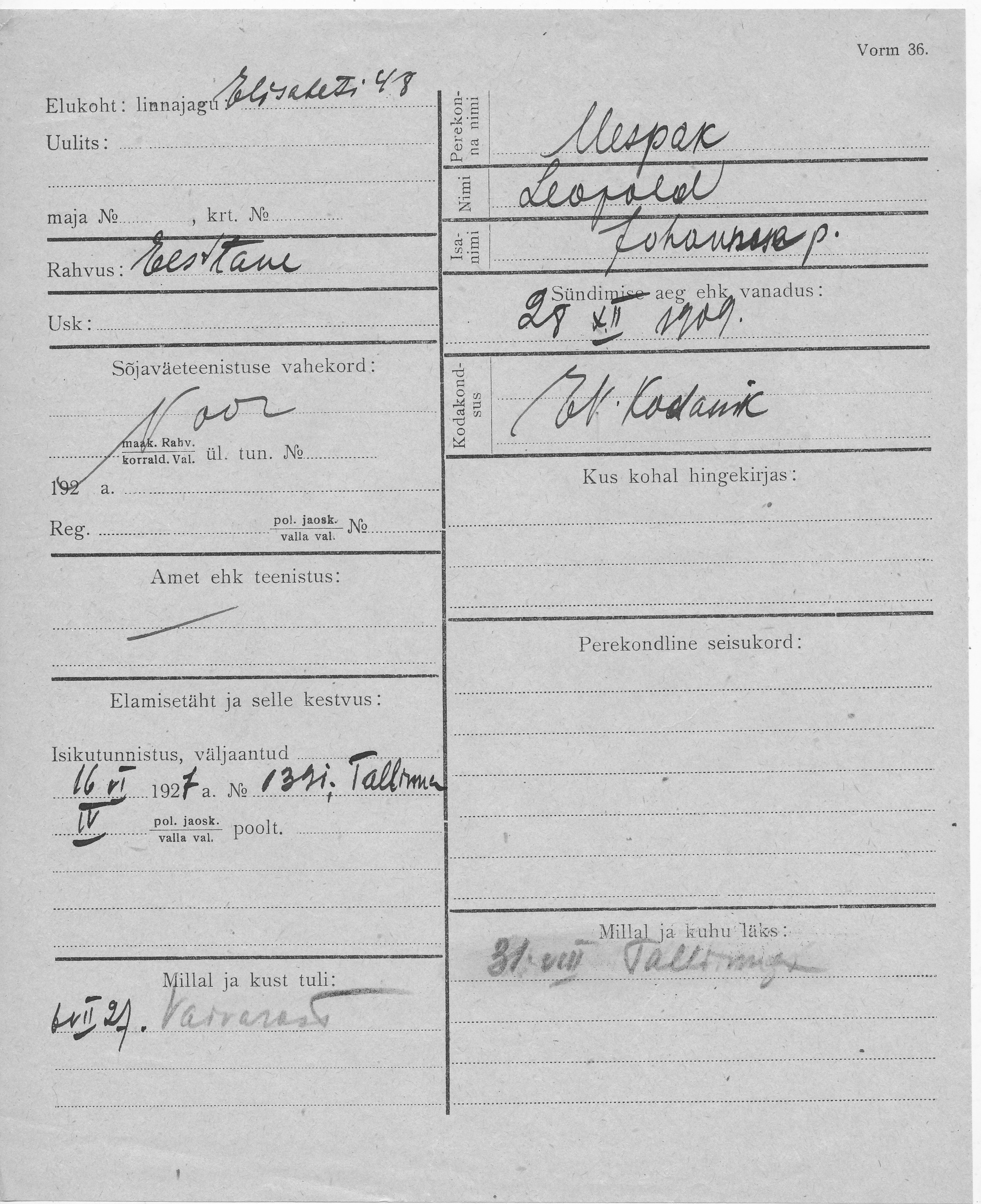 Mespak, Leopold, Johannes