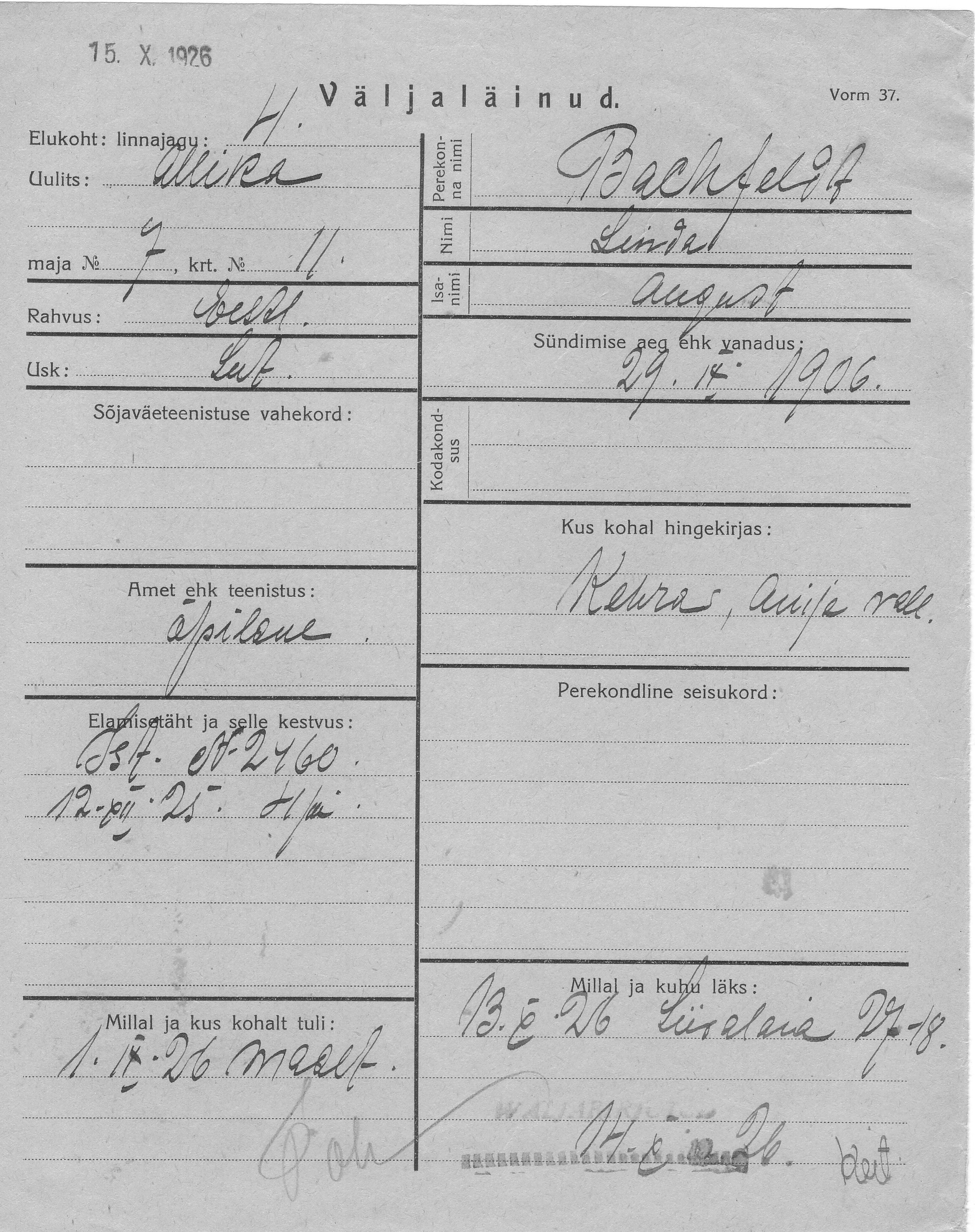 Bachfeldt, Linda, August