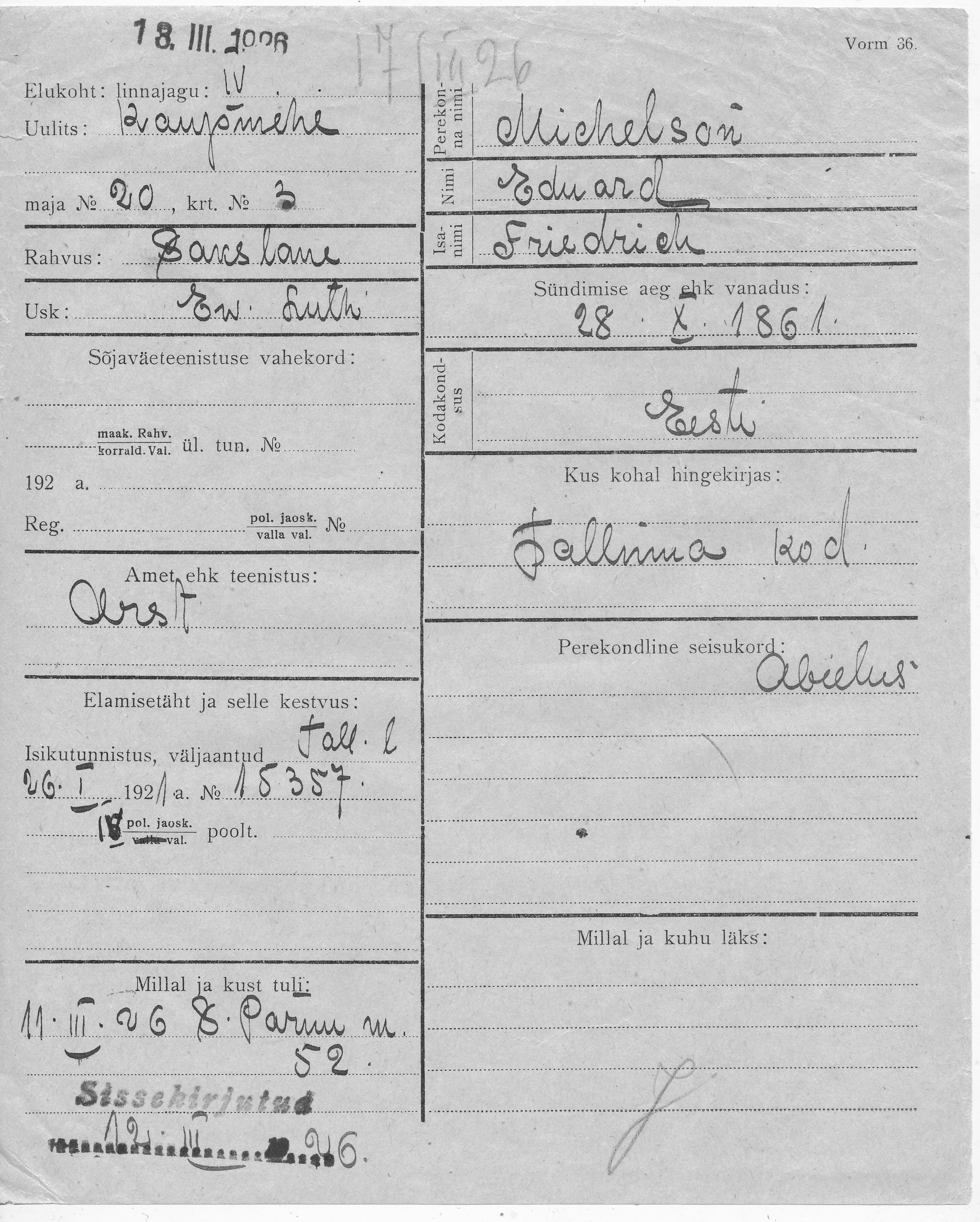 Michelson, Eduard, Friedrich