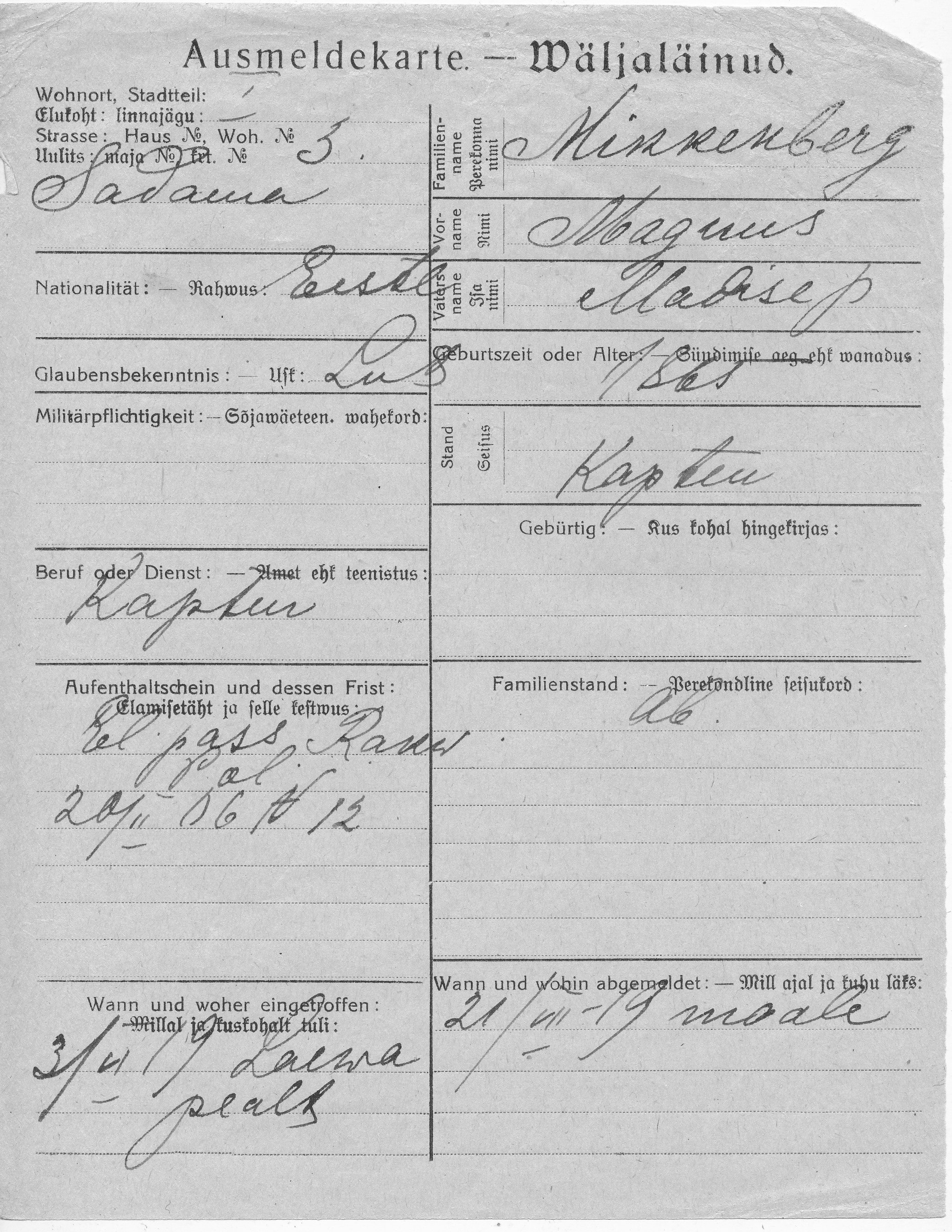 Mikkenberg, Magnus, Madis