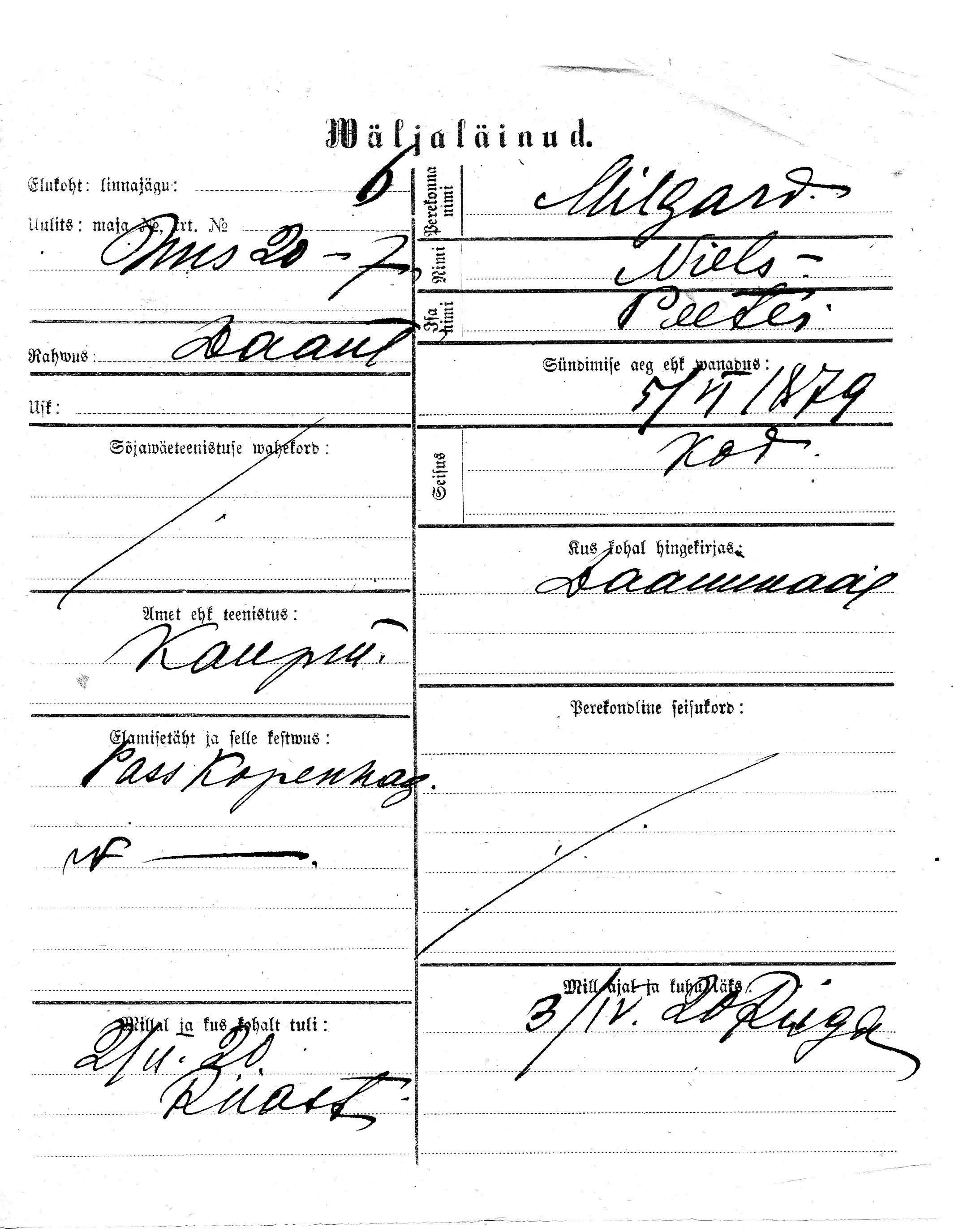 Milgard, Niels, Peeter