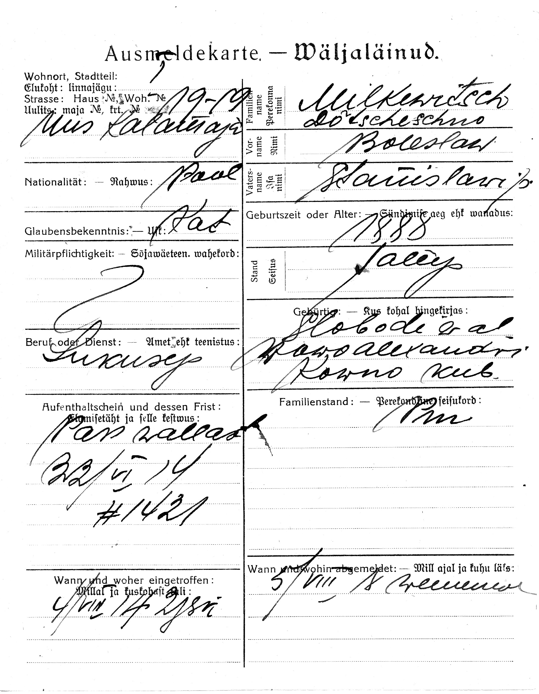 Milkewitsch(Dõtscheschno), Boleslaw, Stanislaw