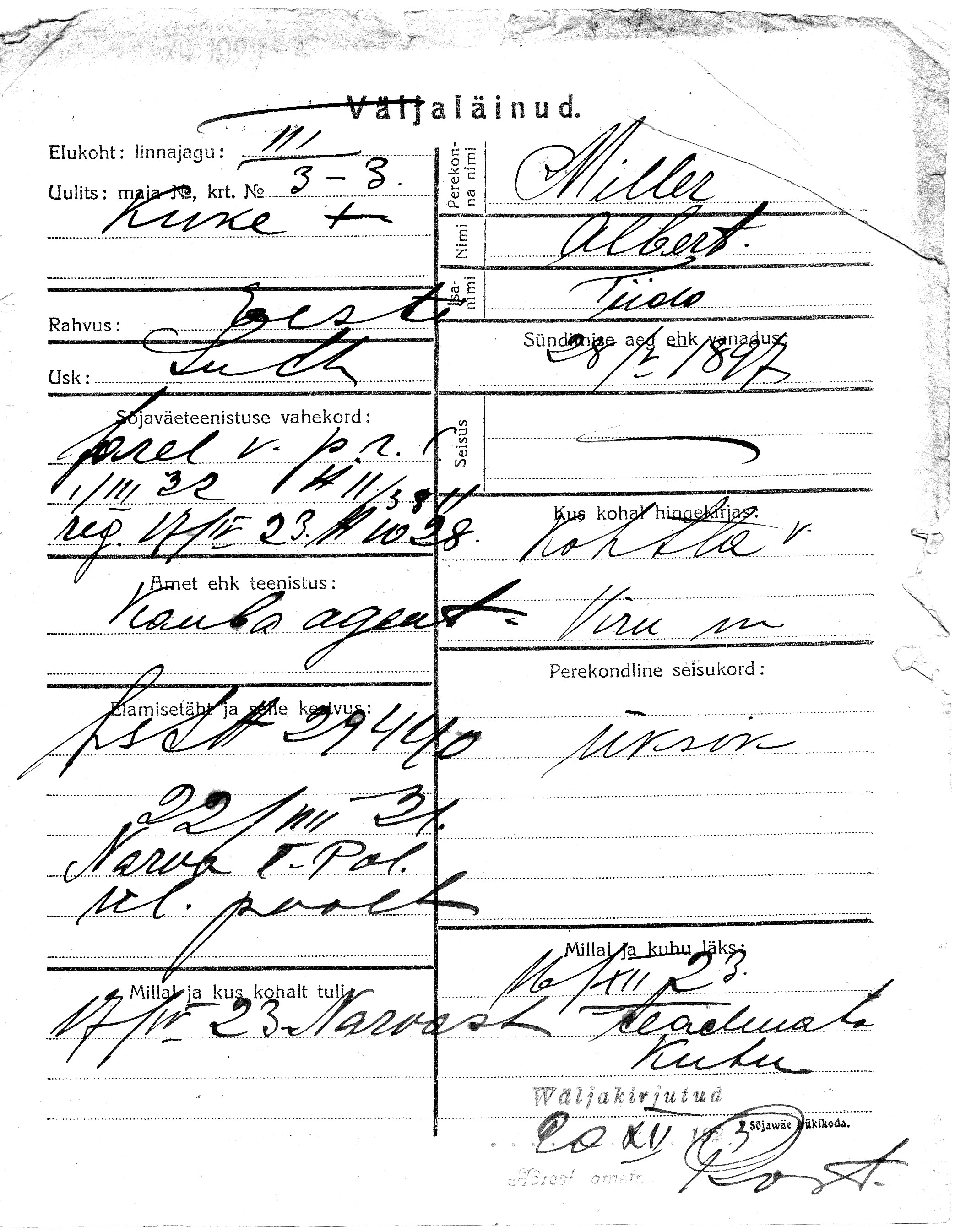 Miller, Albert, Tiido