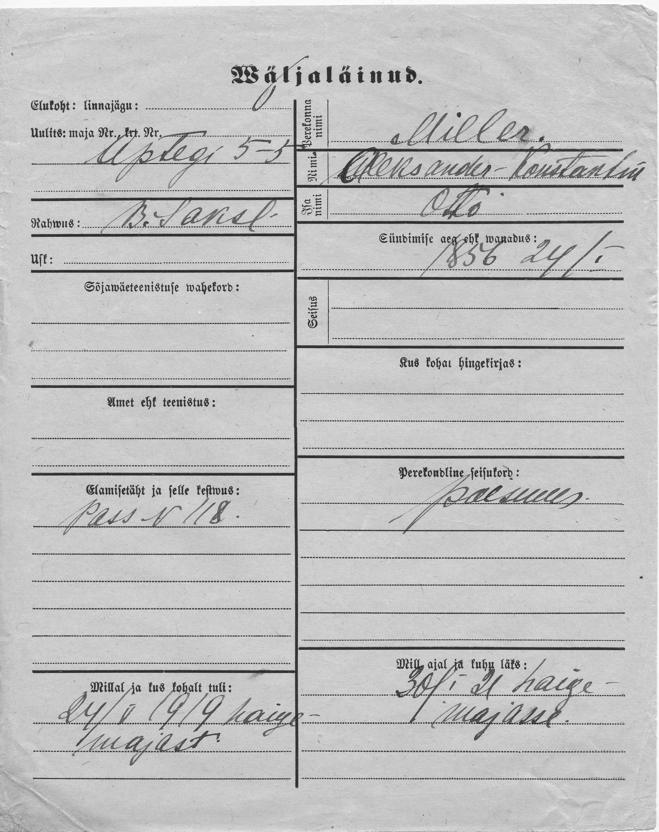 Miller, Aleksander-Konstantin, Otto