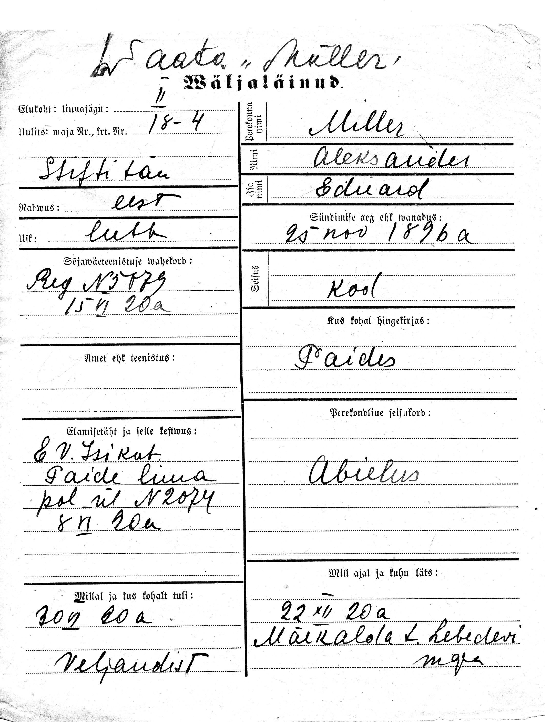 Miller, Aleksander, Eduard