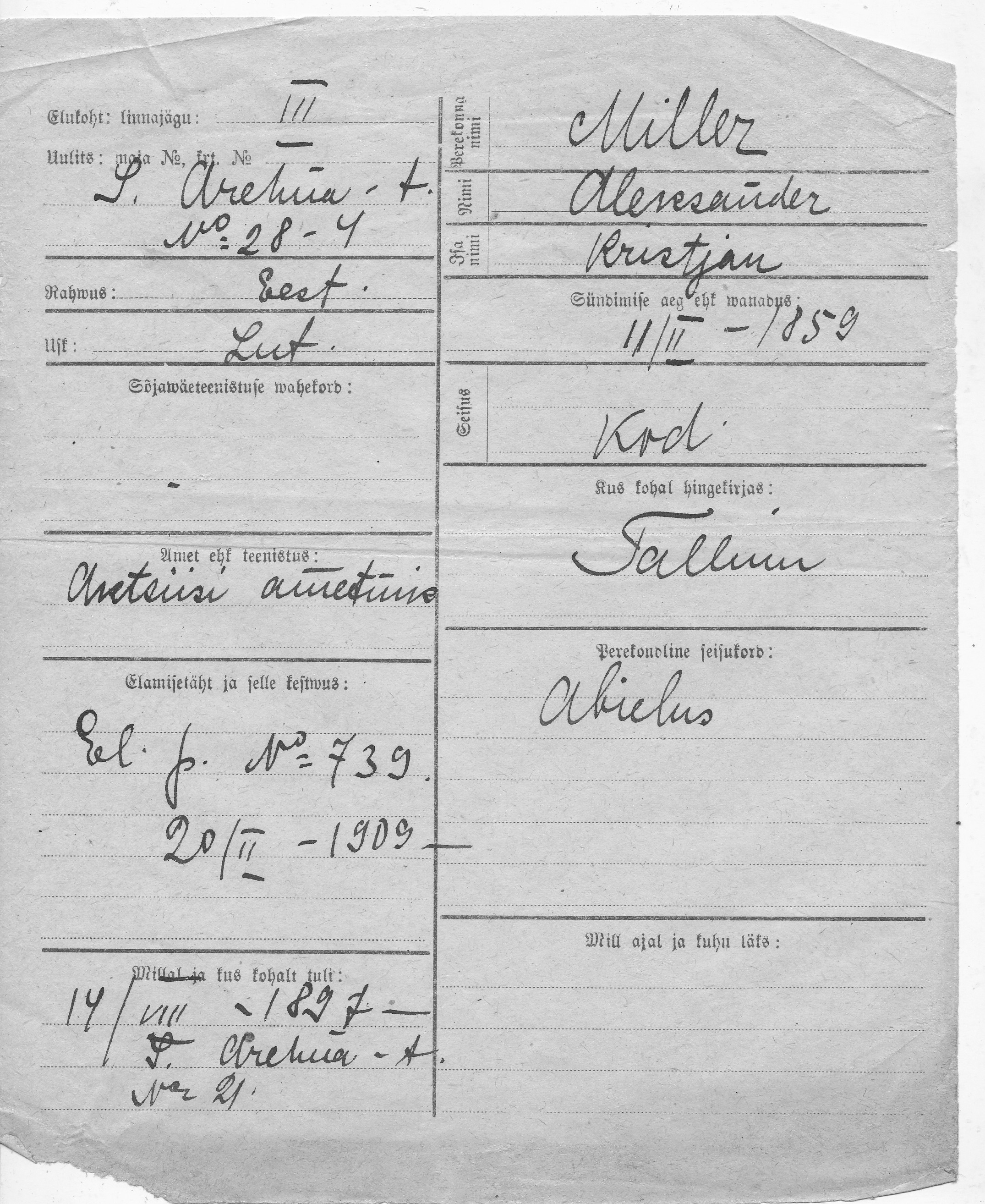 Miller, Aleksander, Kristjan