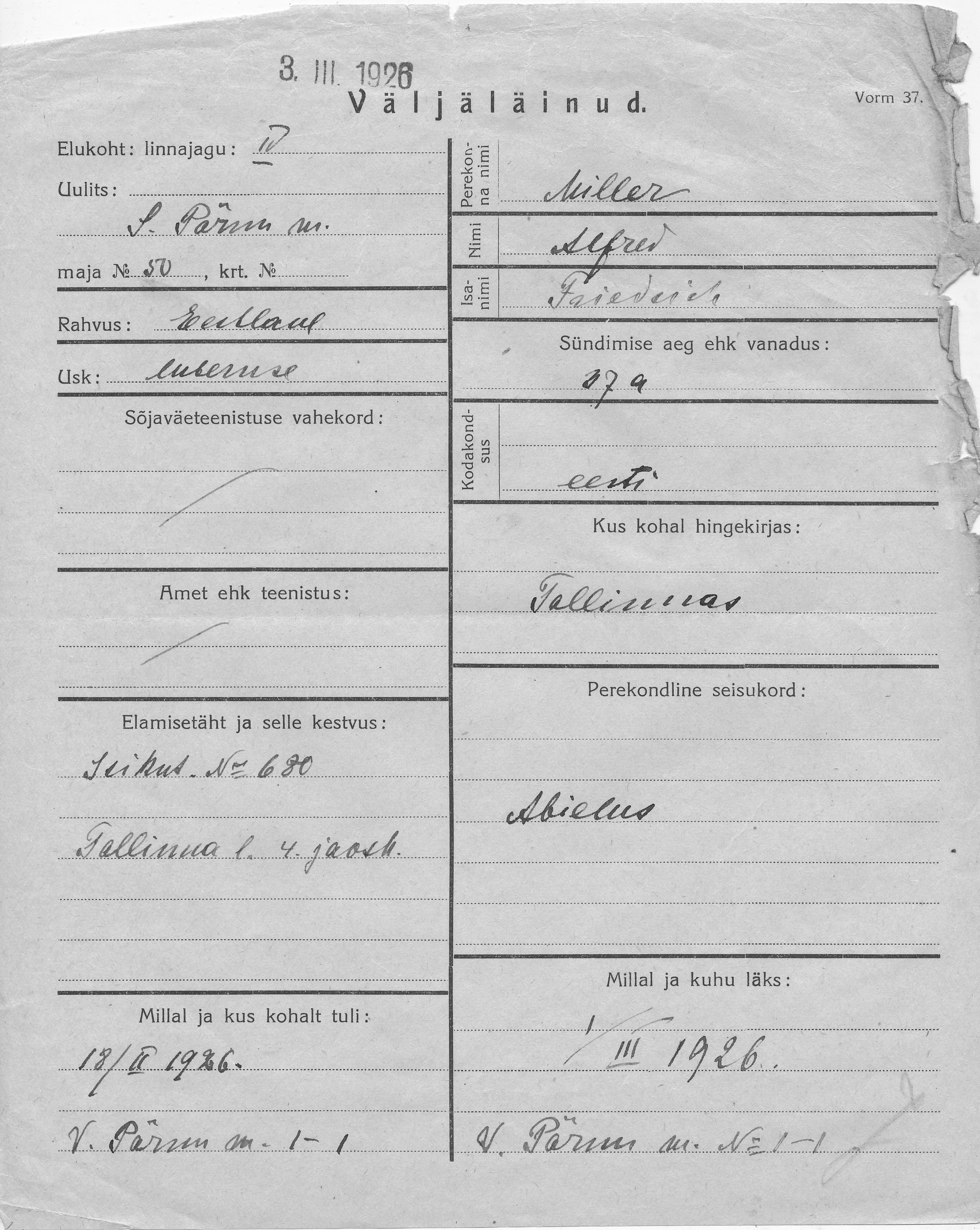 Miller, Alfred, Friedrich