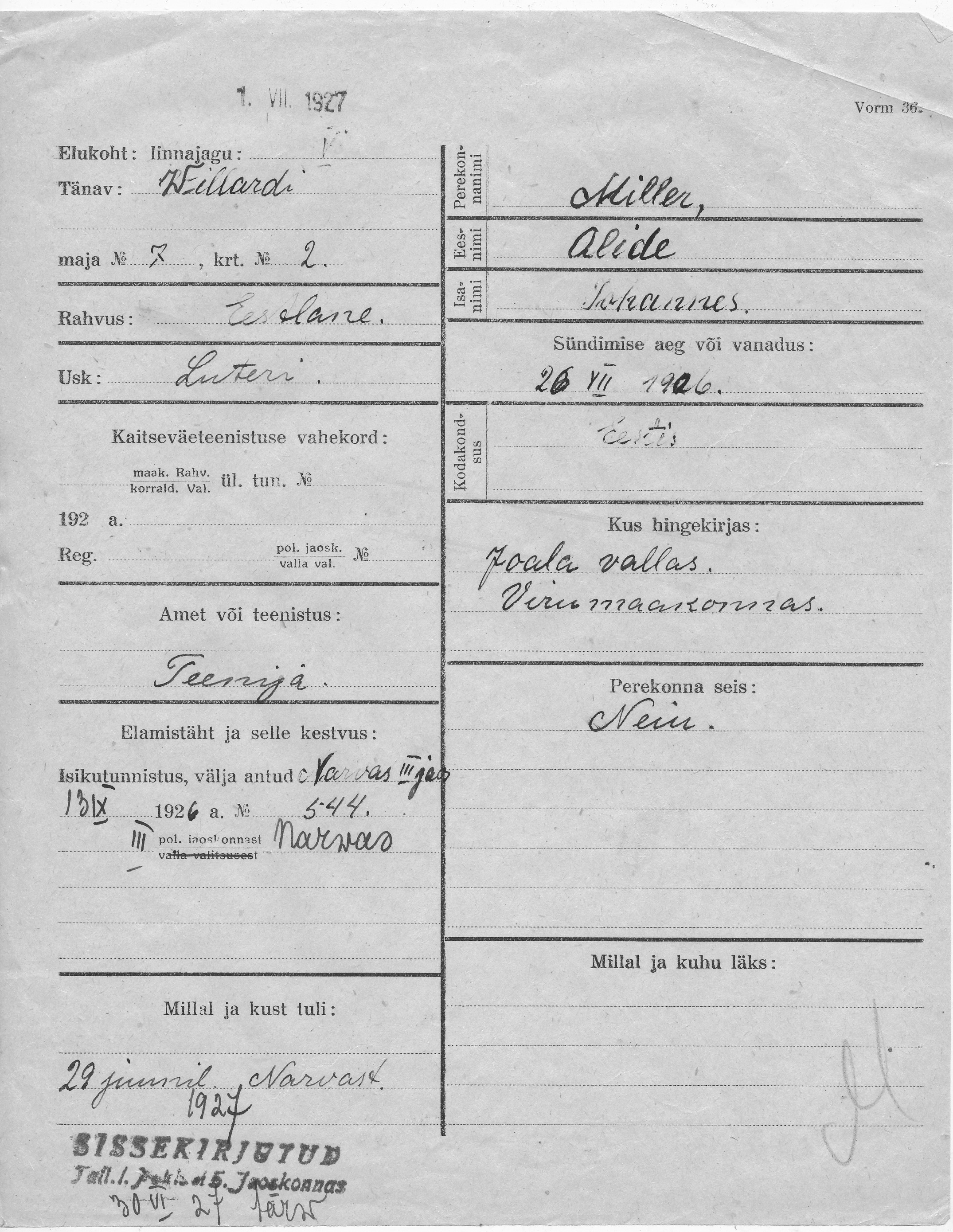 Miller, Alide, Johannes