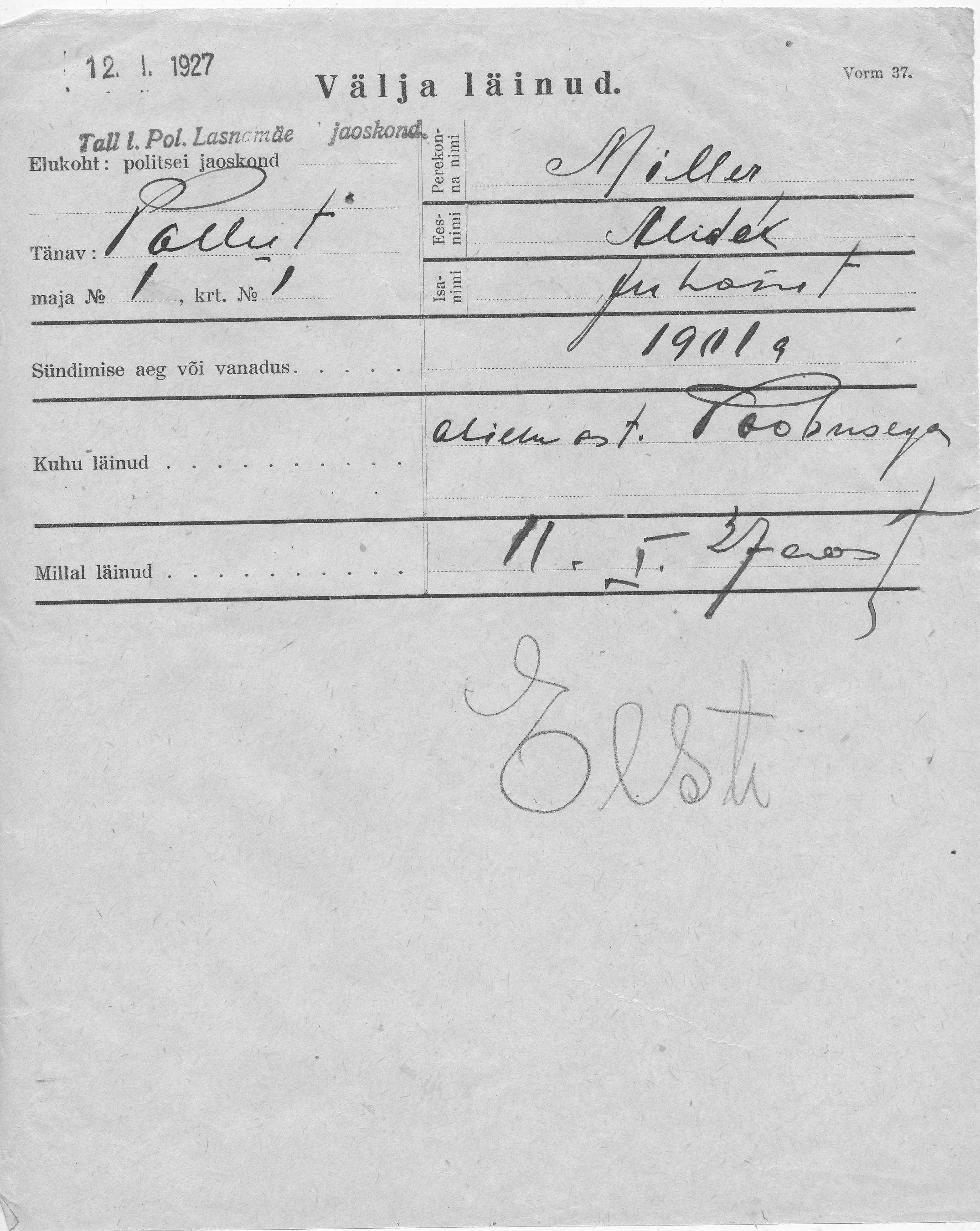 Miller, Alide, Juhan