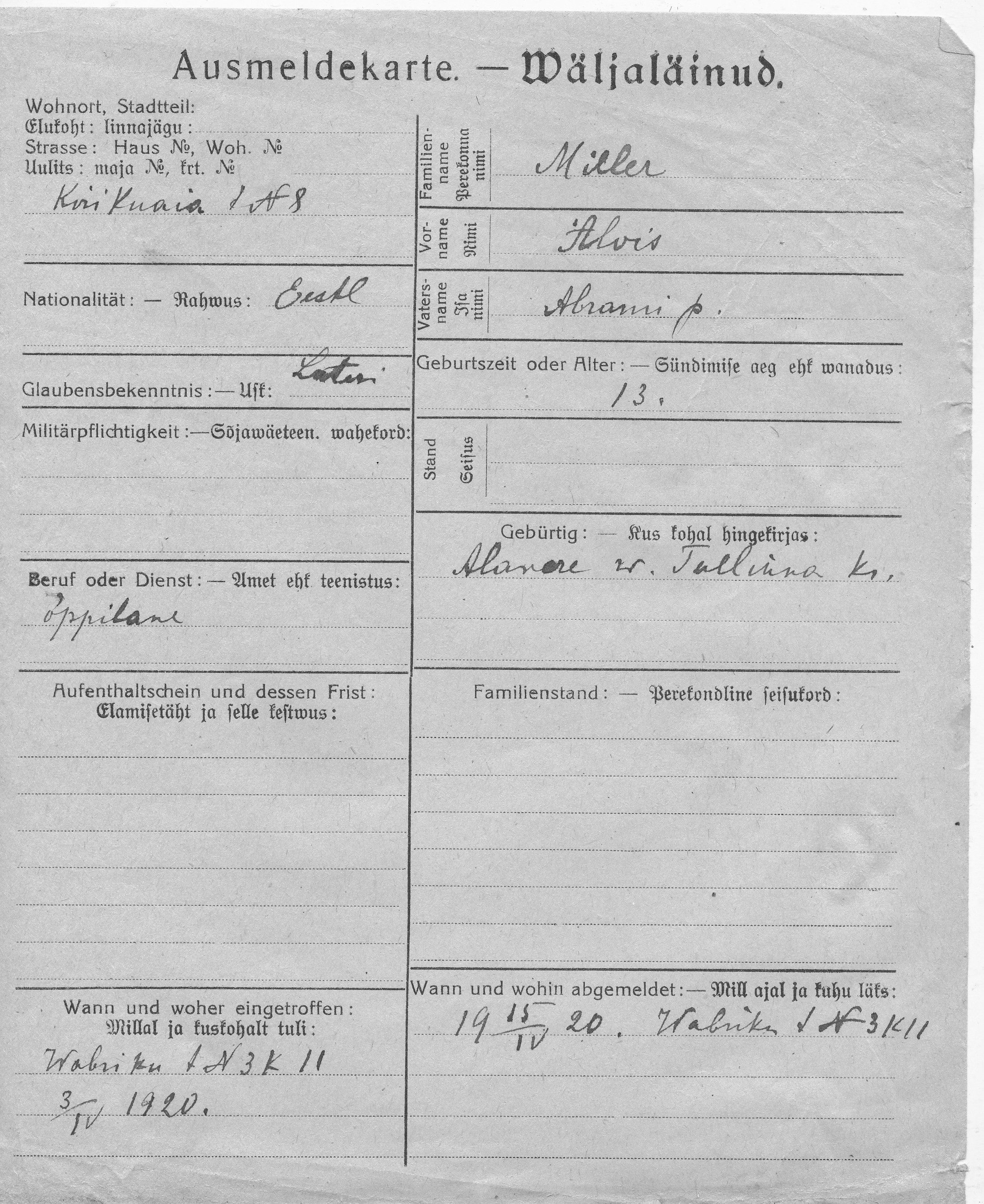 Miller, Alois, Abram