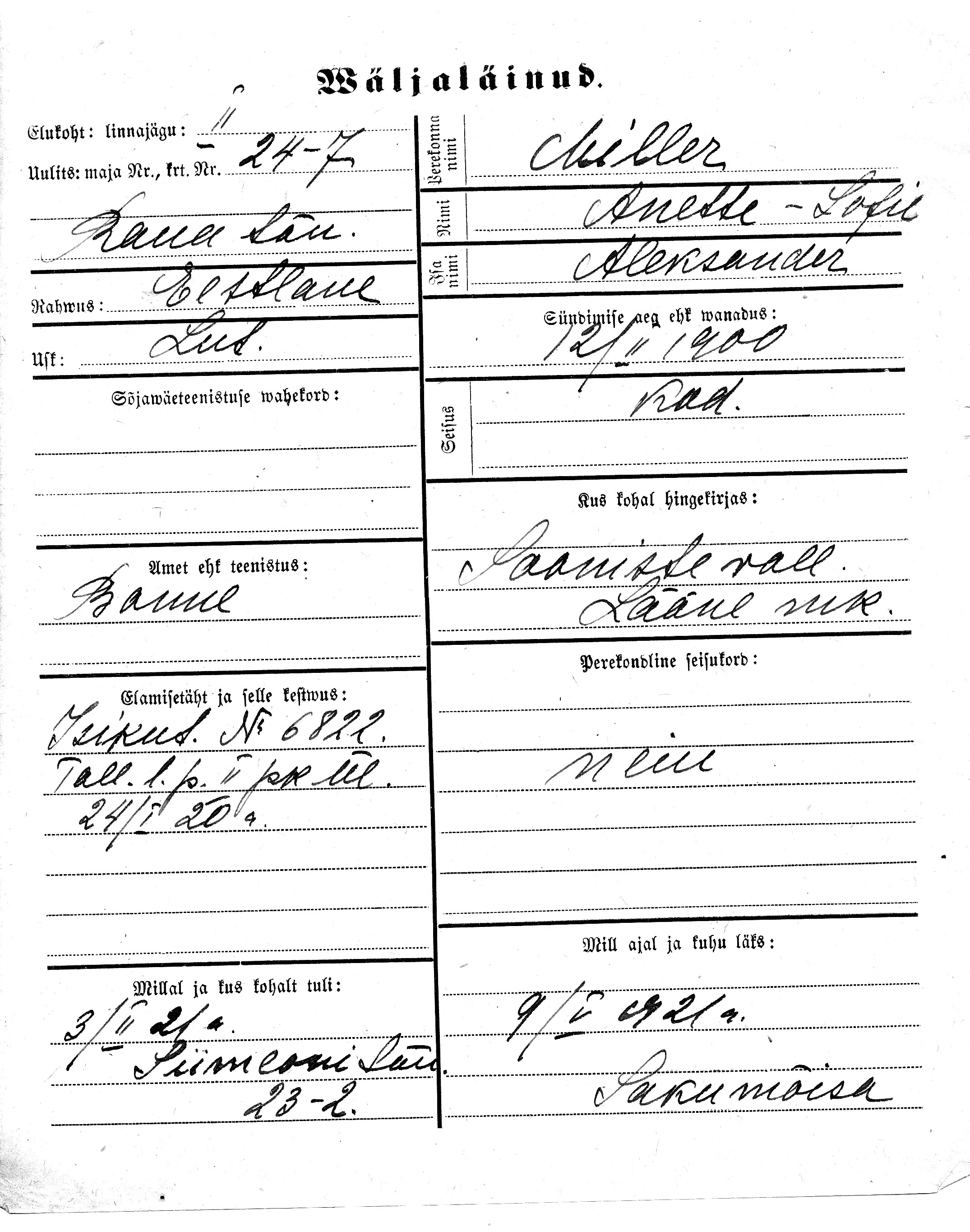 Miller, Anette-Sofie, Aleksander