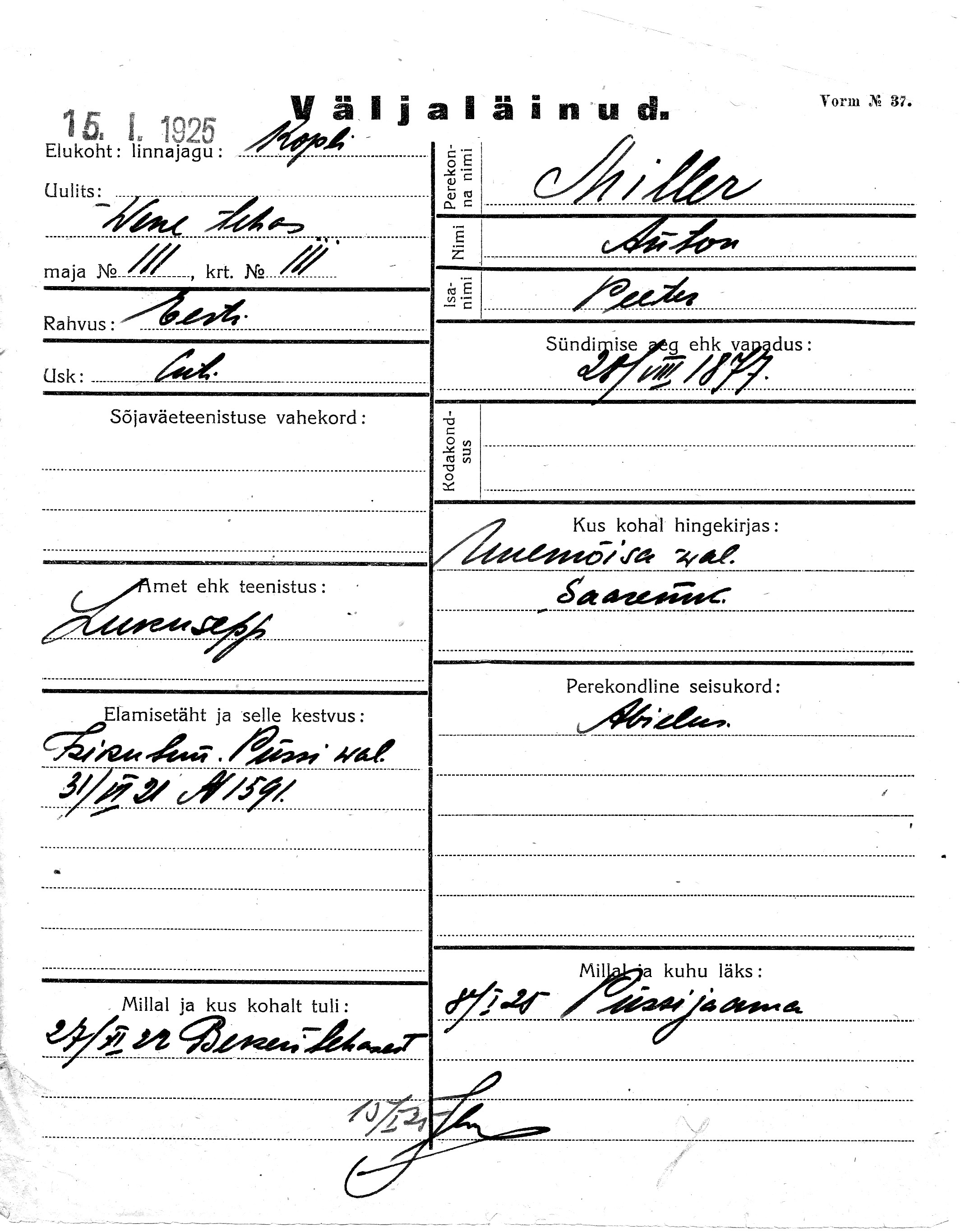 Miller, Anton, Peeter