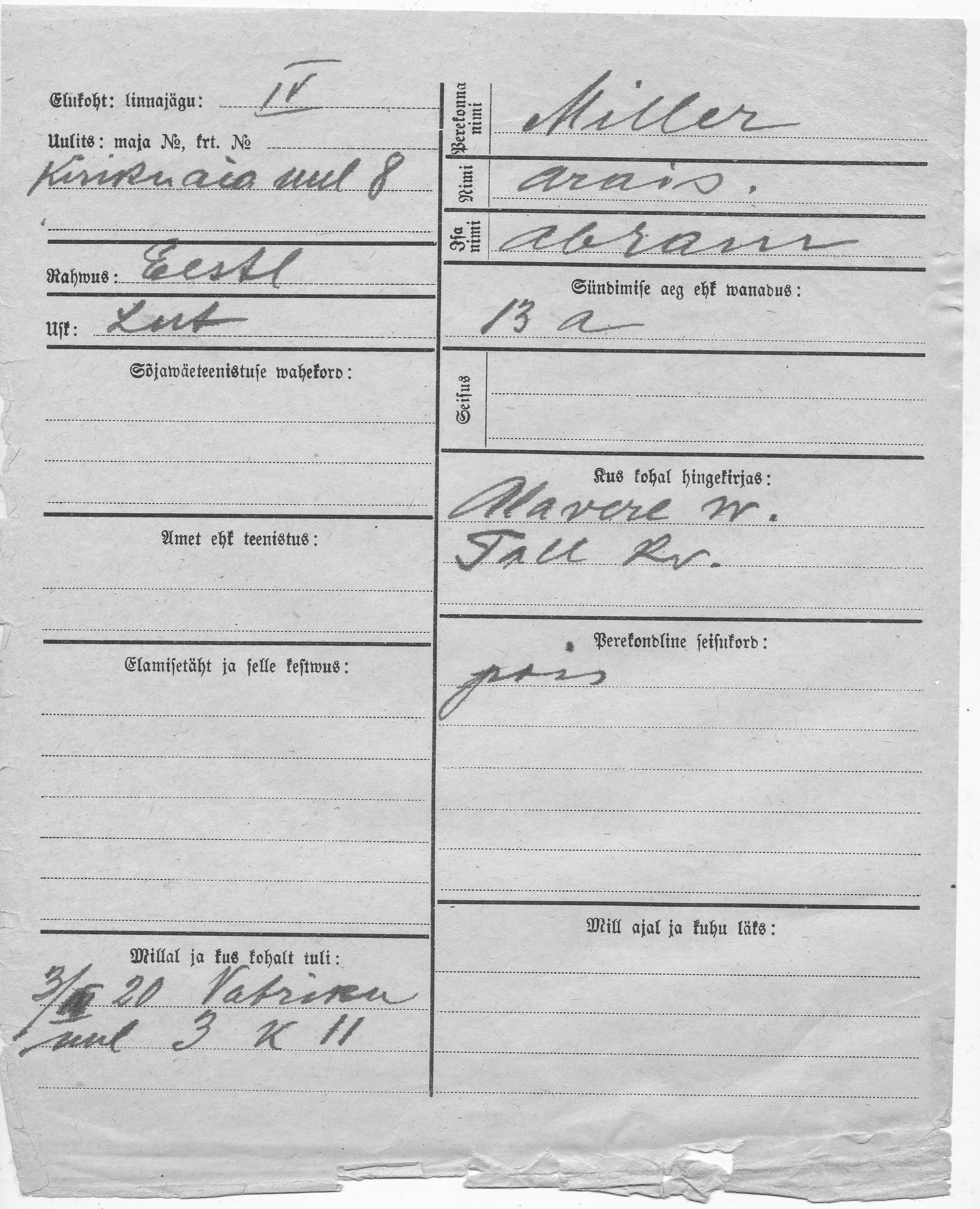 Miller, Arais, Abram