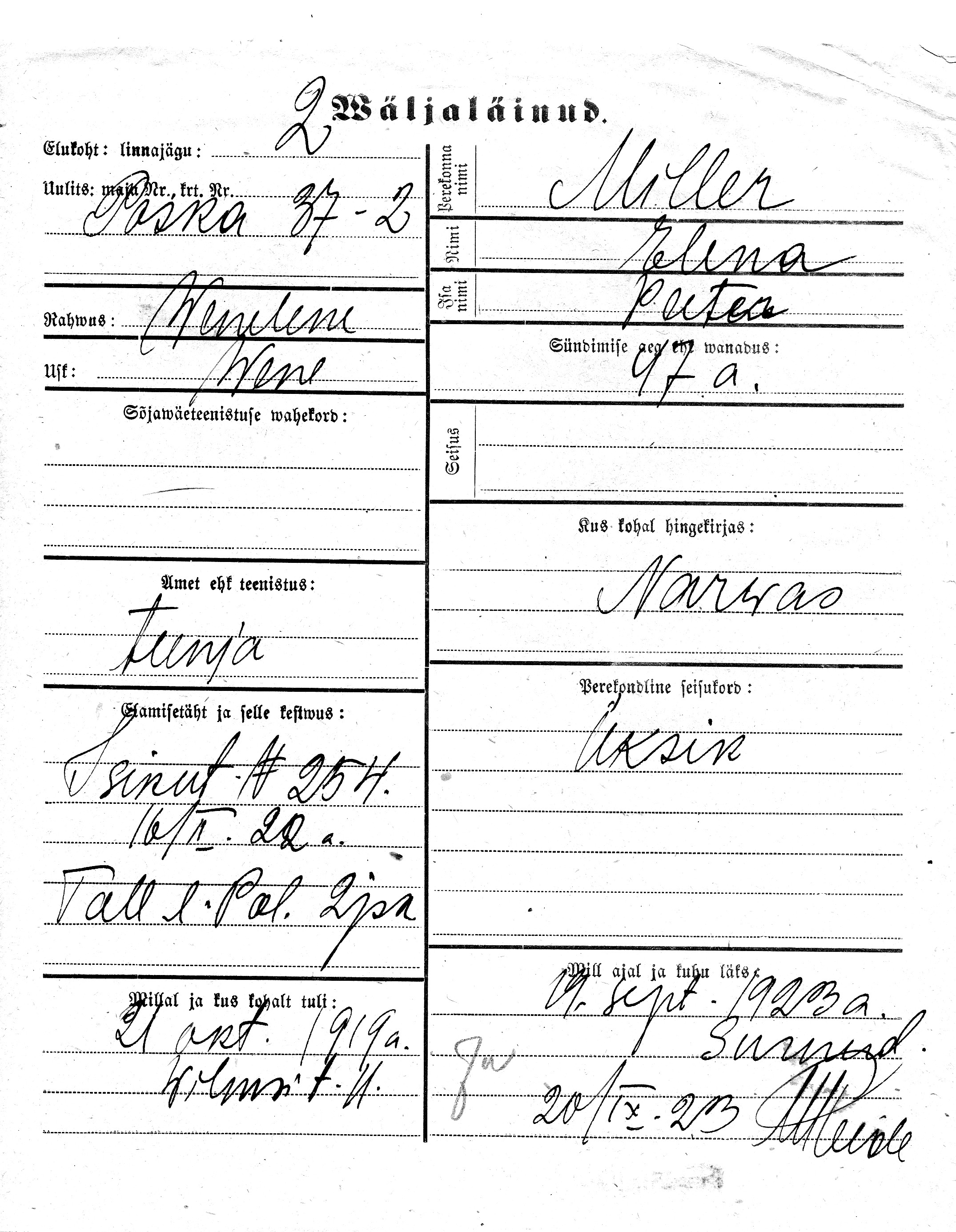 Miller, Elena, Peeter