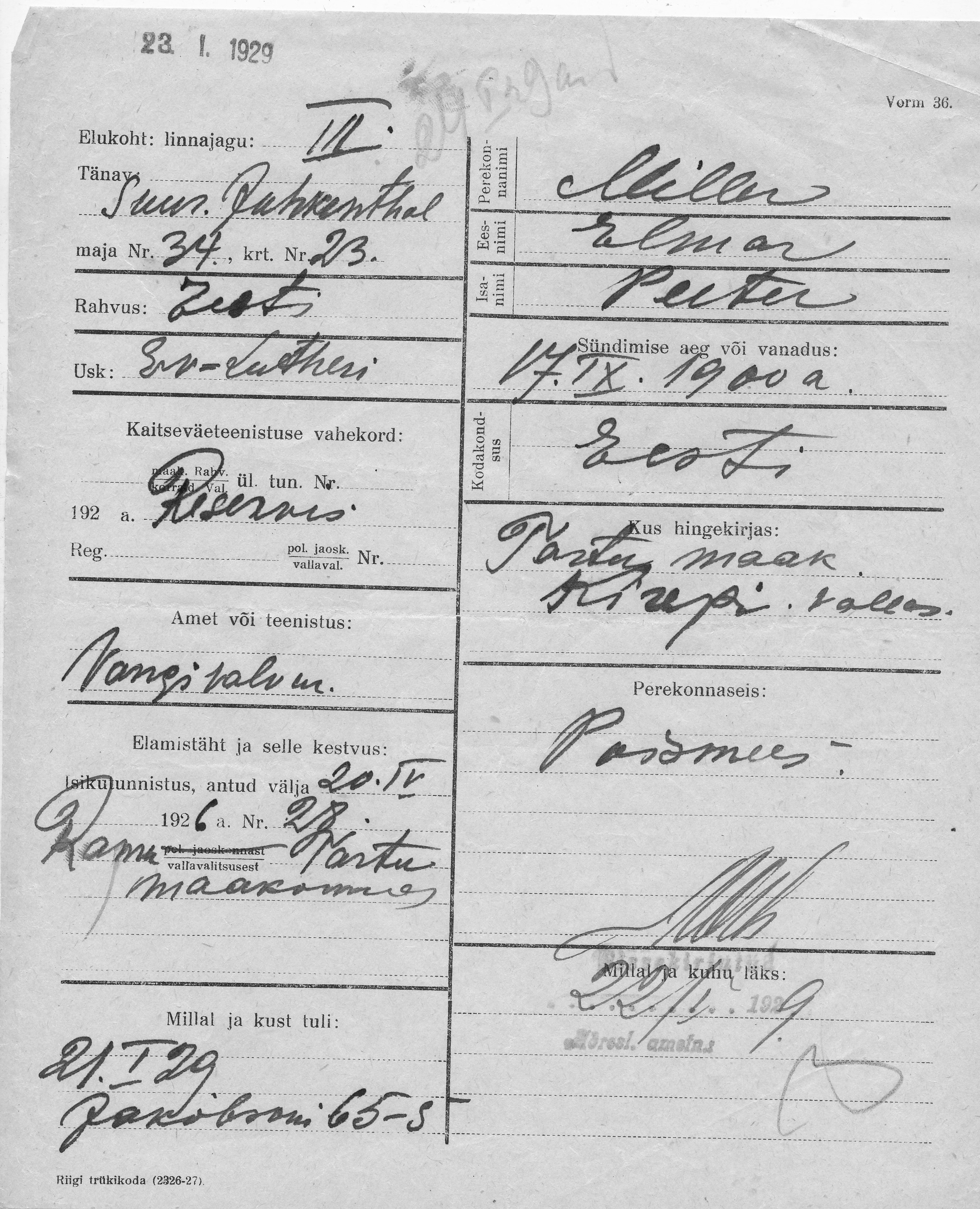 Miller, Elmar, Peeter