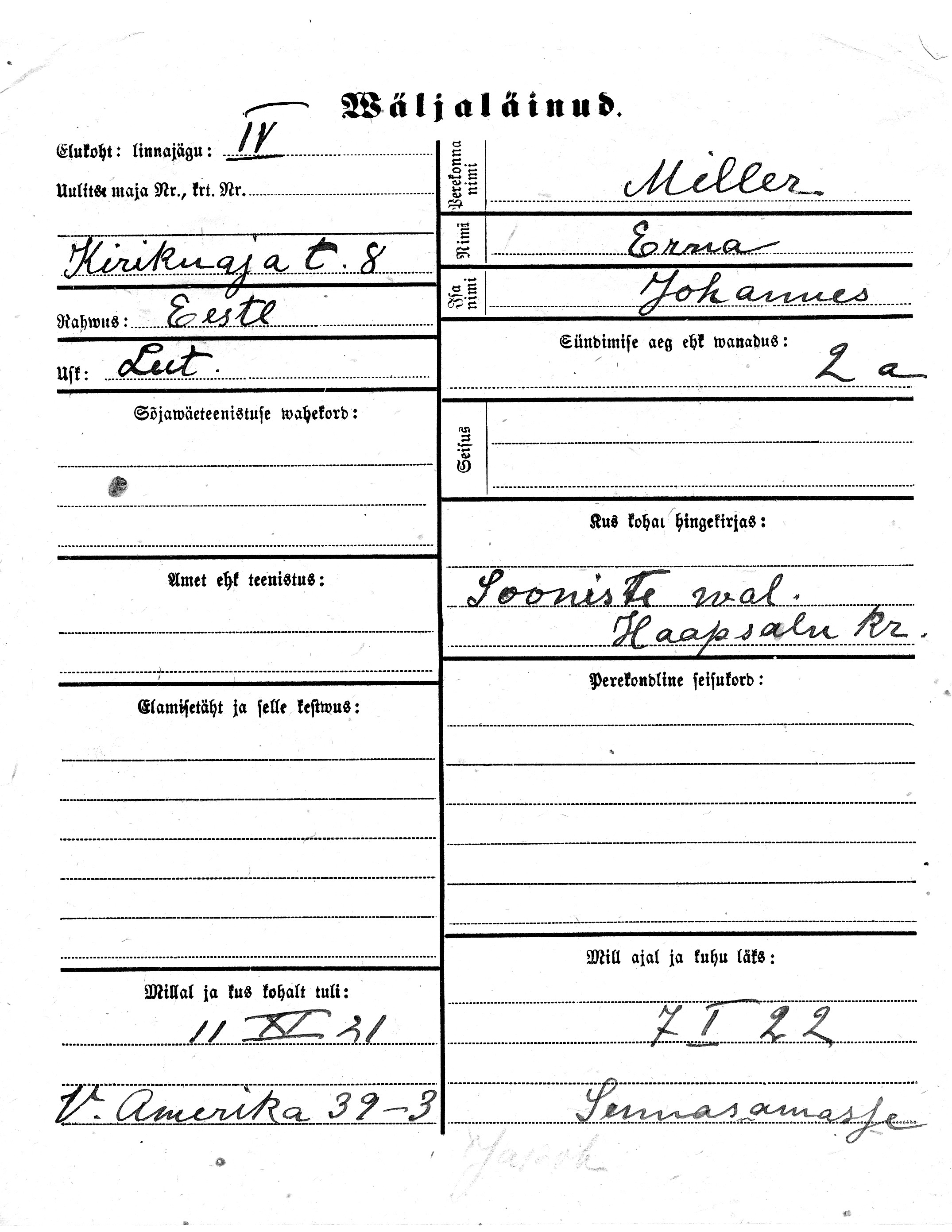 Miller, Erna, Johannes