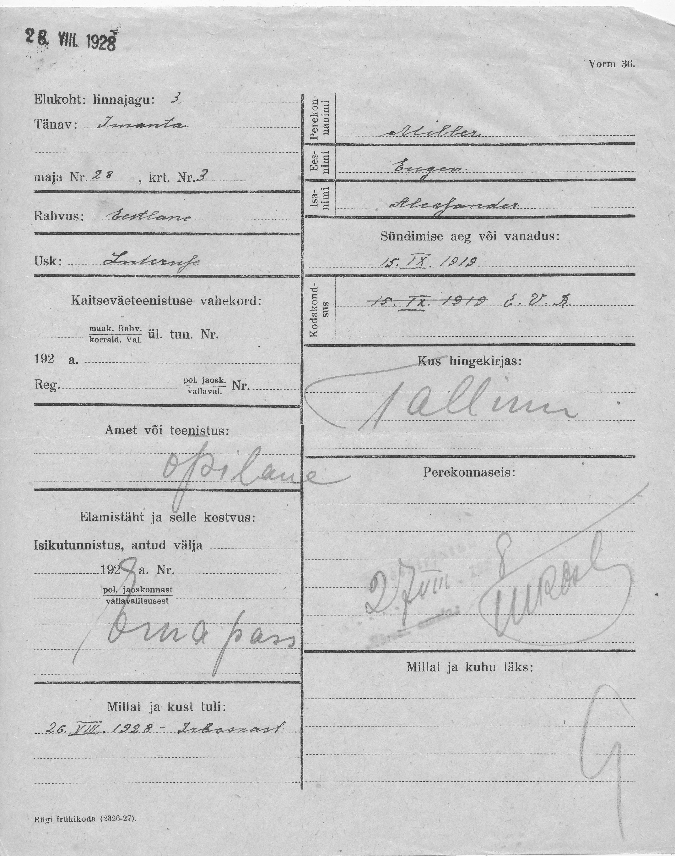 Miller, Eugen, Aleksander