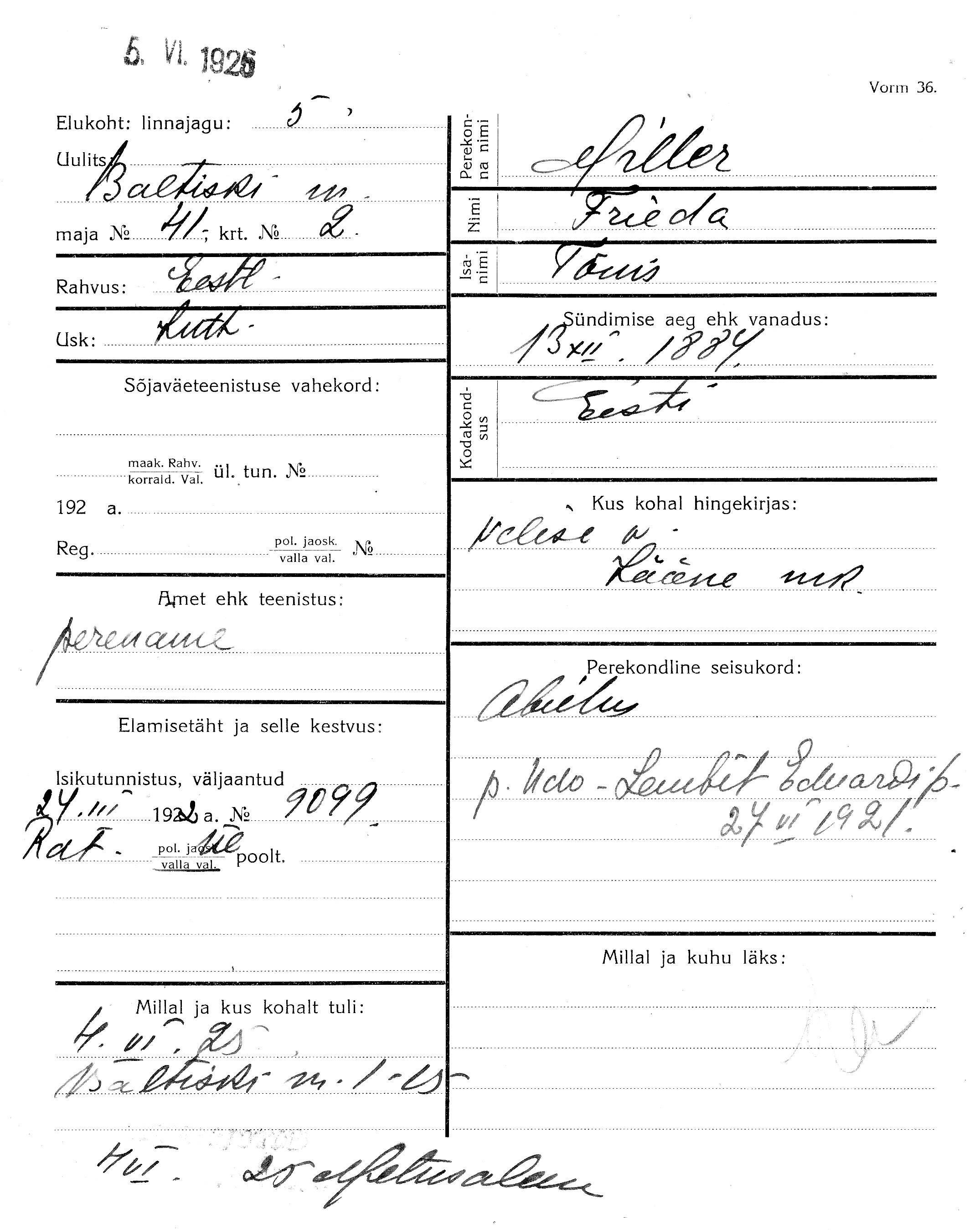 Miller, Frieda, Tõnis