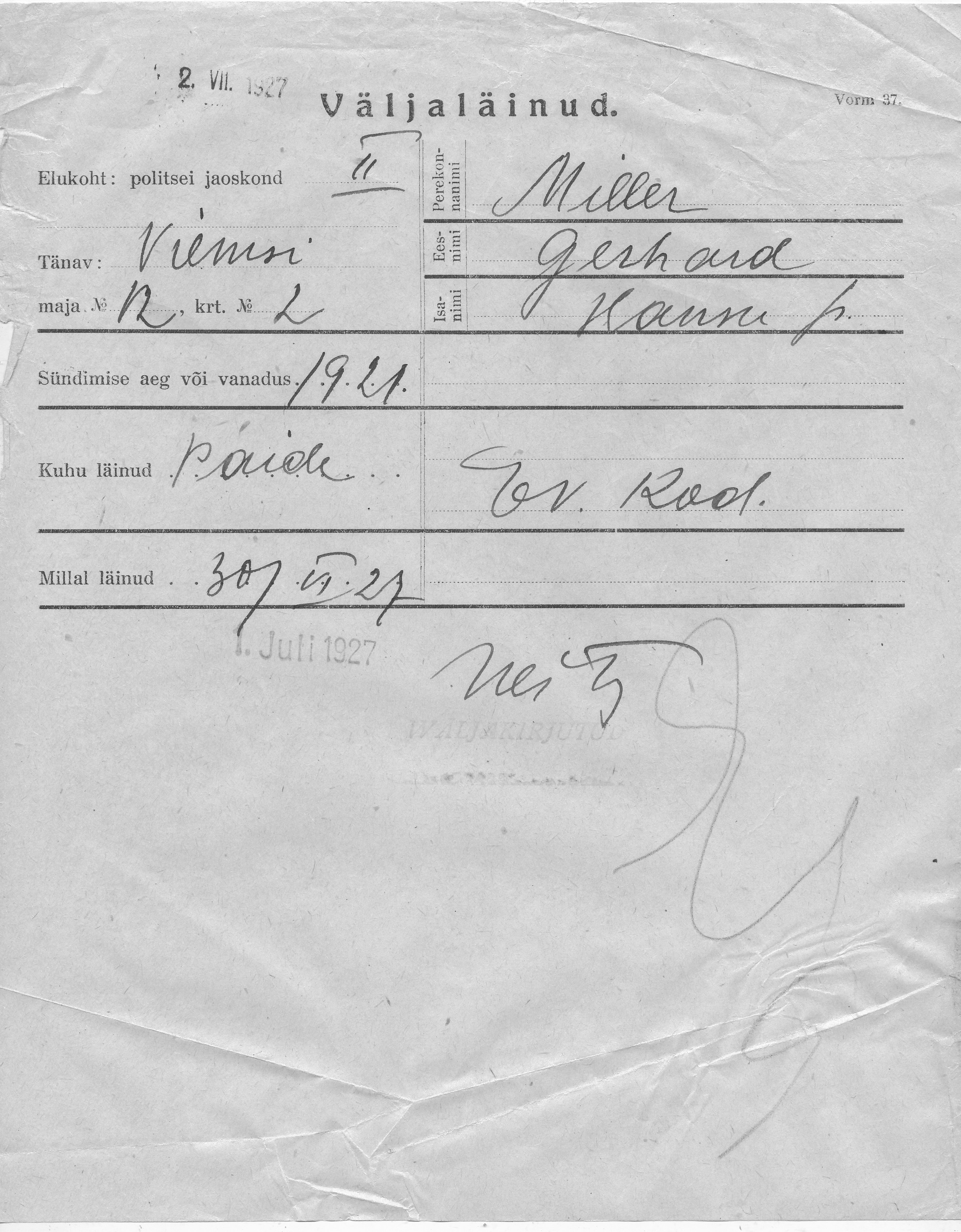 Miller, Gerhard, Hans