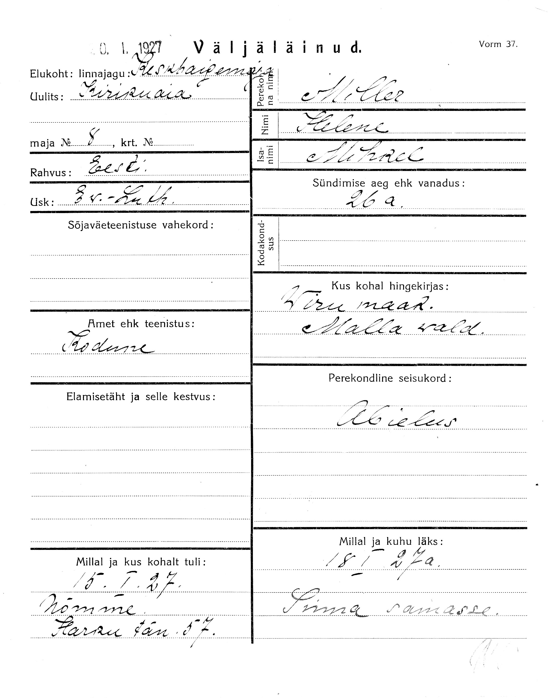 Miller, Helene, Mihkel