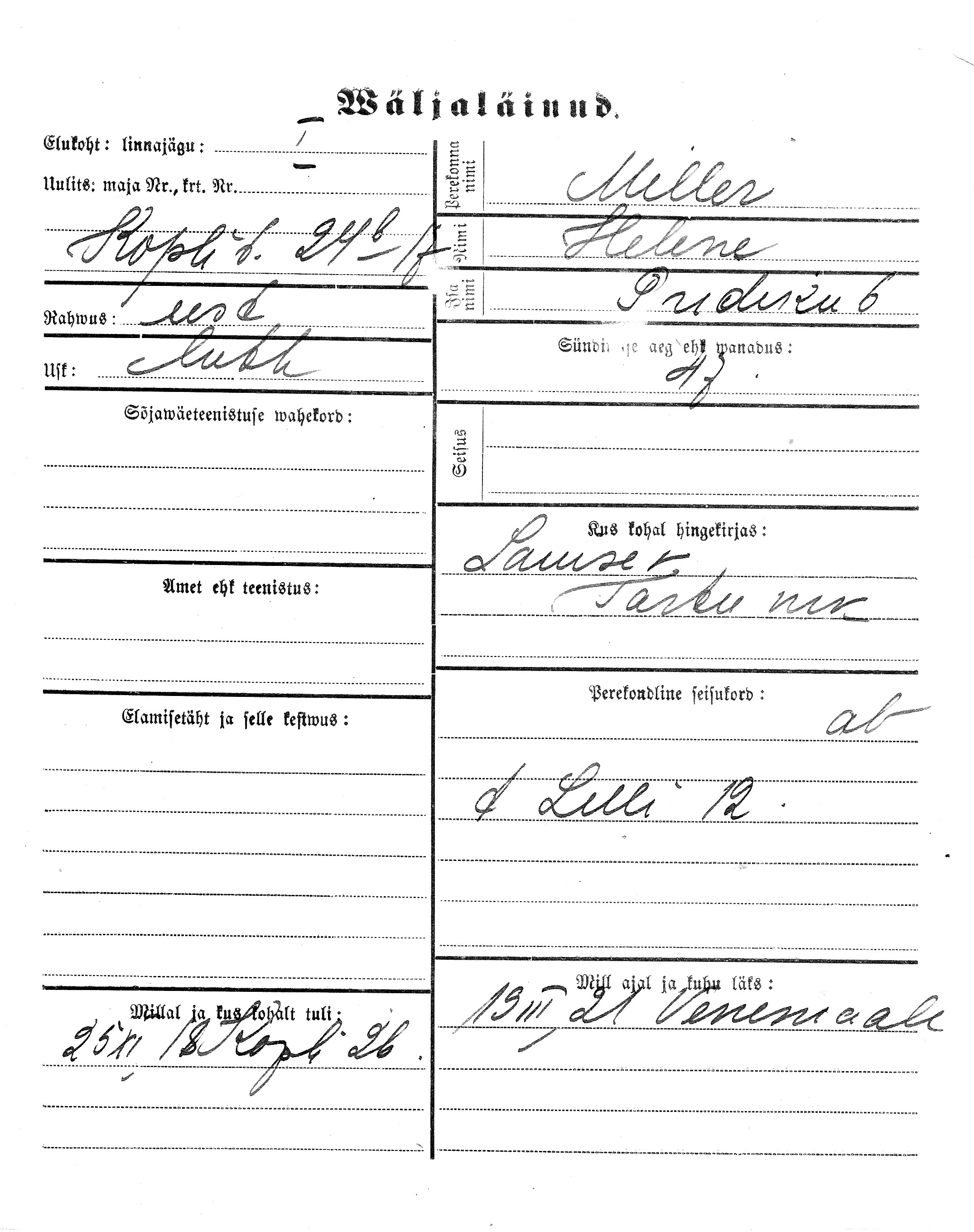 Miller, Helene, Pridik