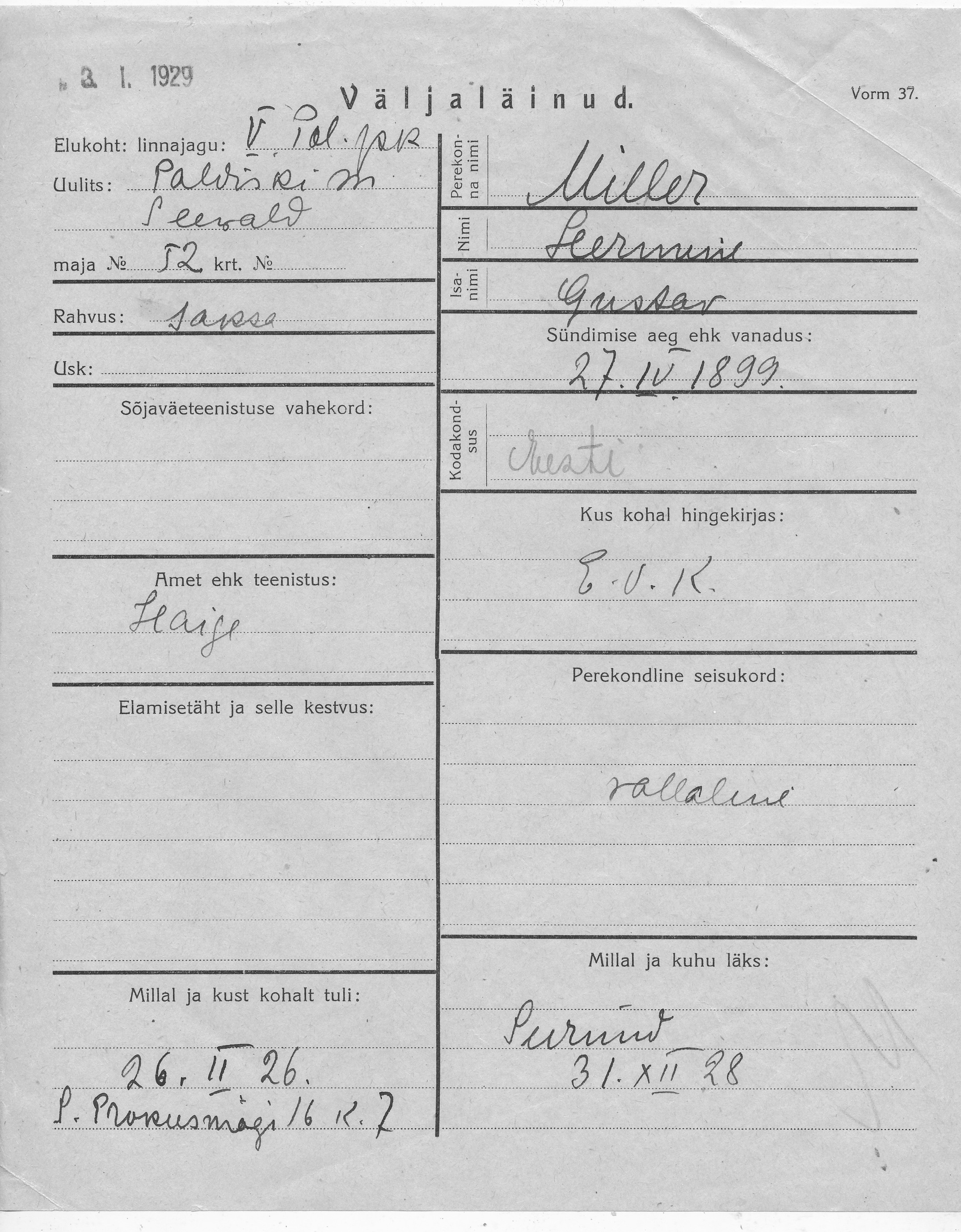 Miller, Hermine, Gustav