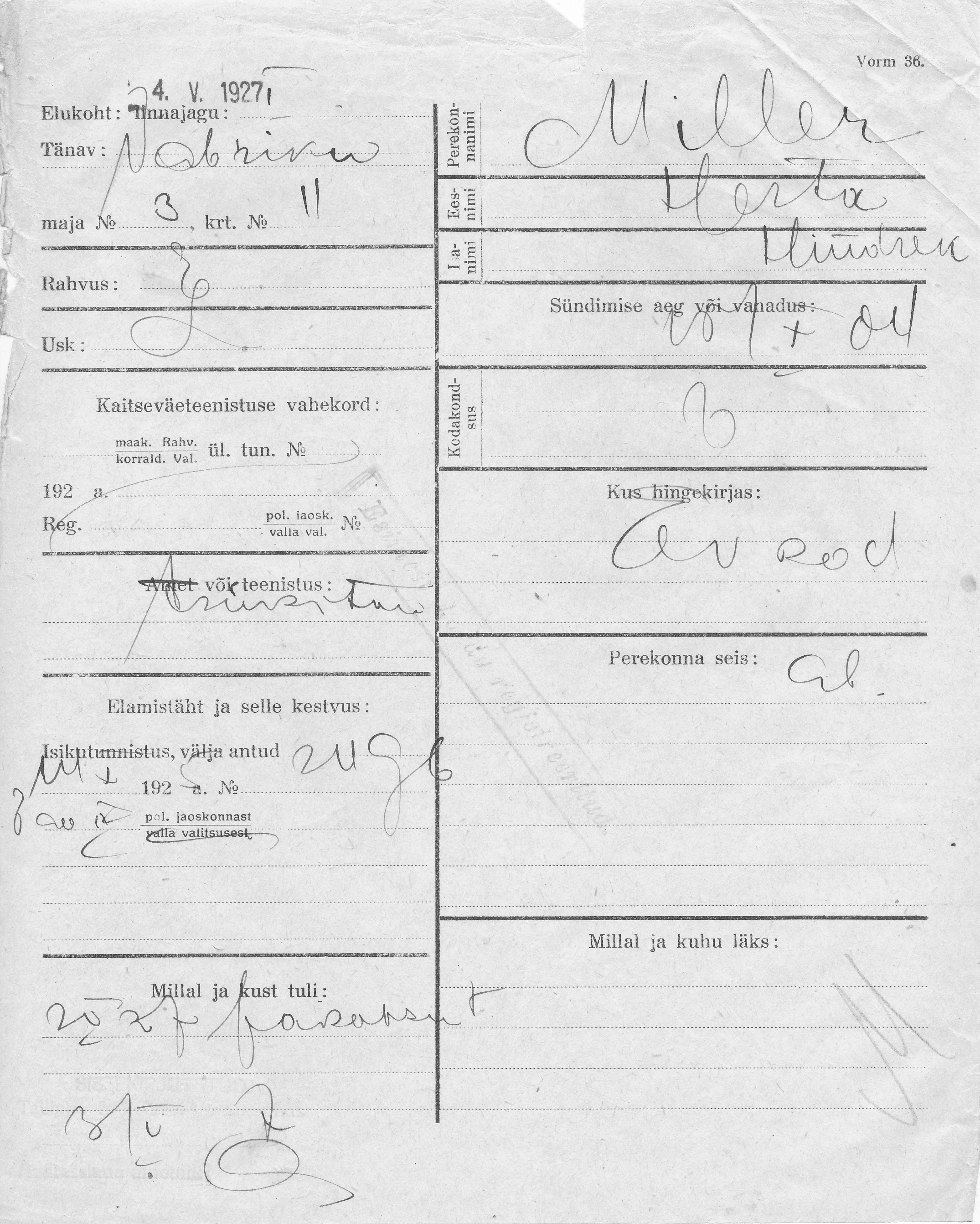 Miller, Herta, Hindrek