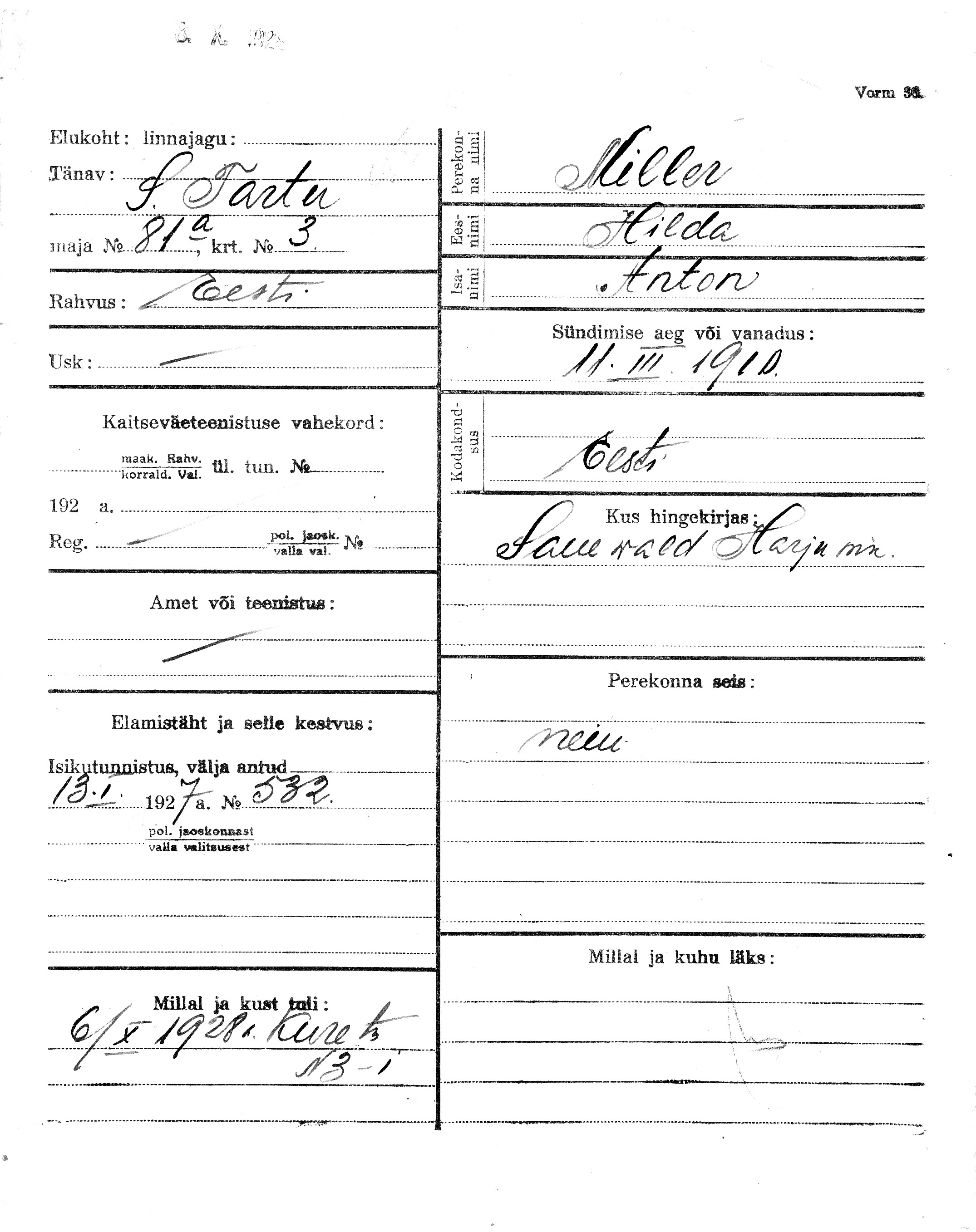 Miller, Hilda, Anton