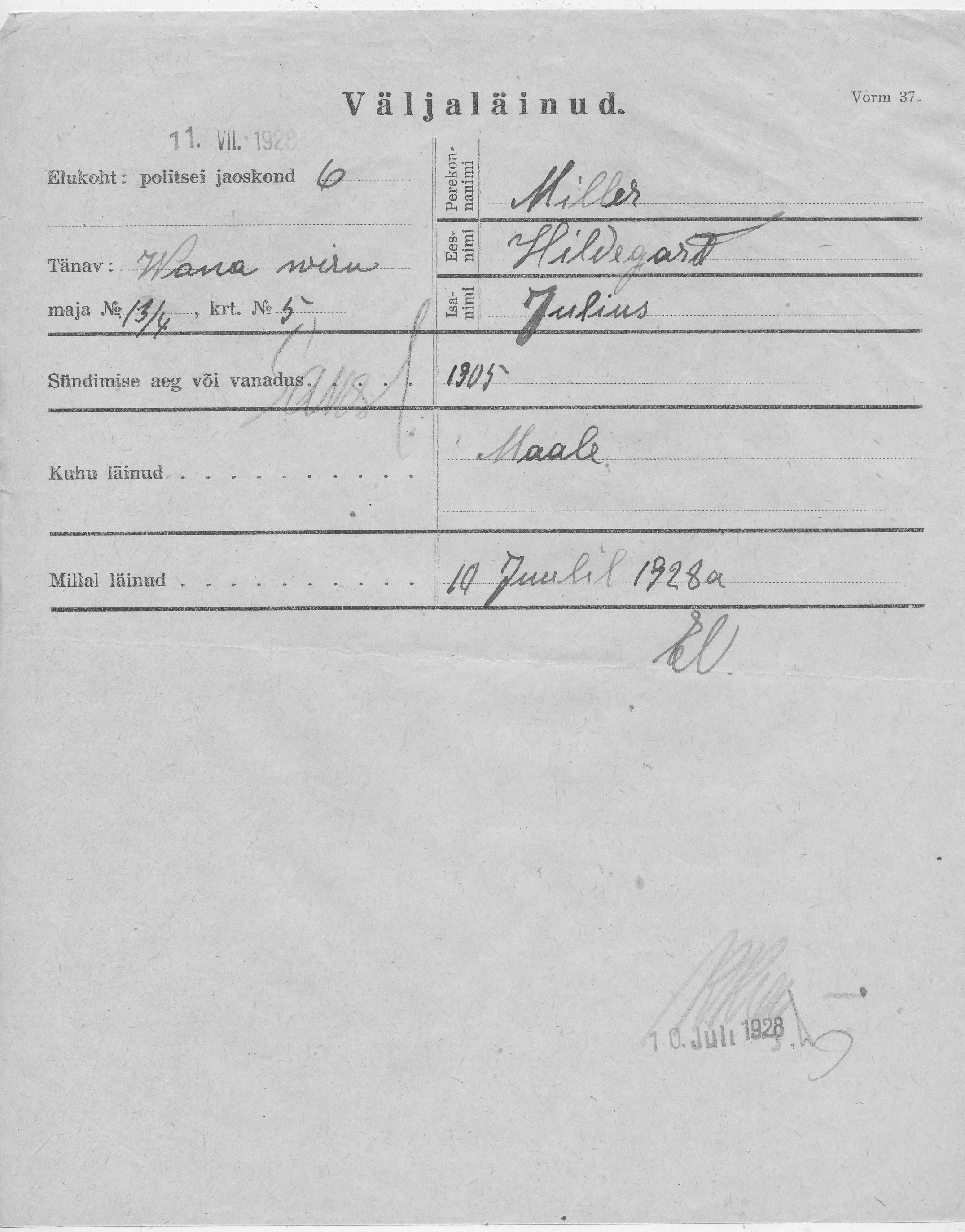 Miller, Hildegard, Julius